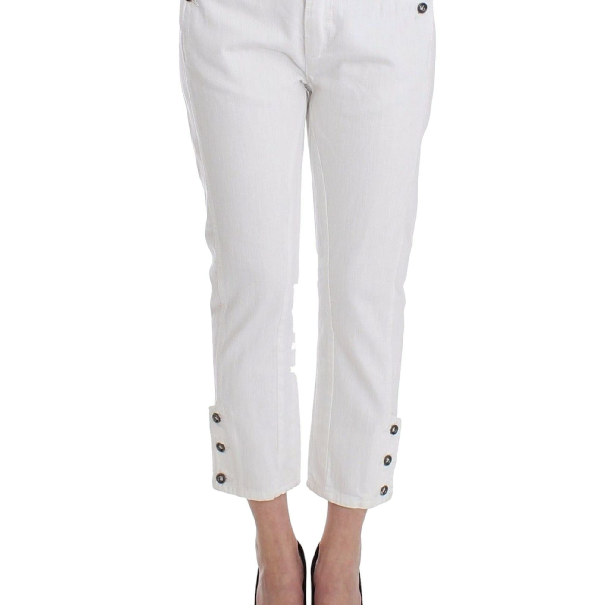Ermanno Scervino White Cropped Jeans Denim Pants Branded Capri
