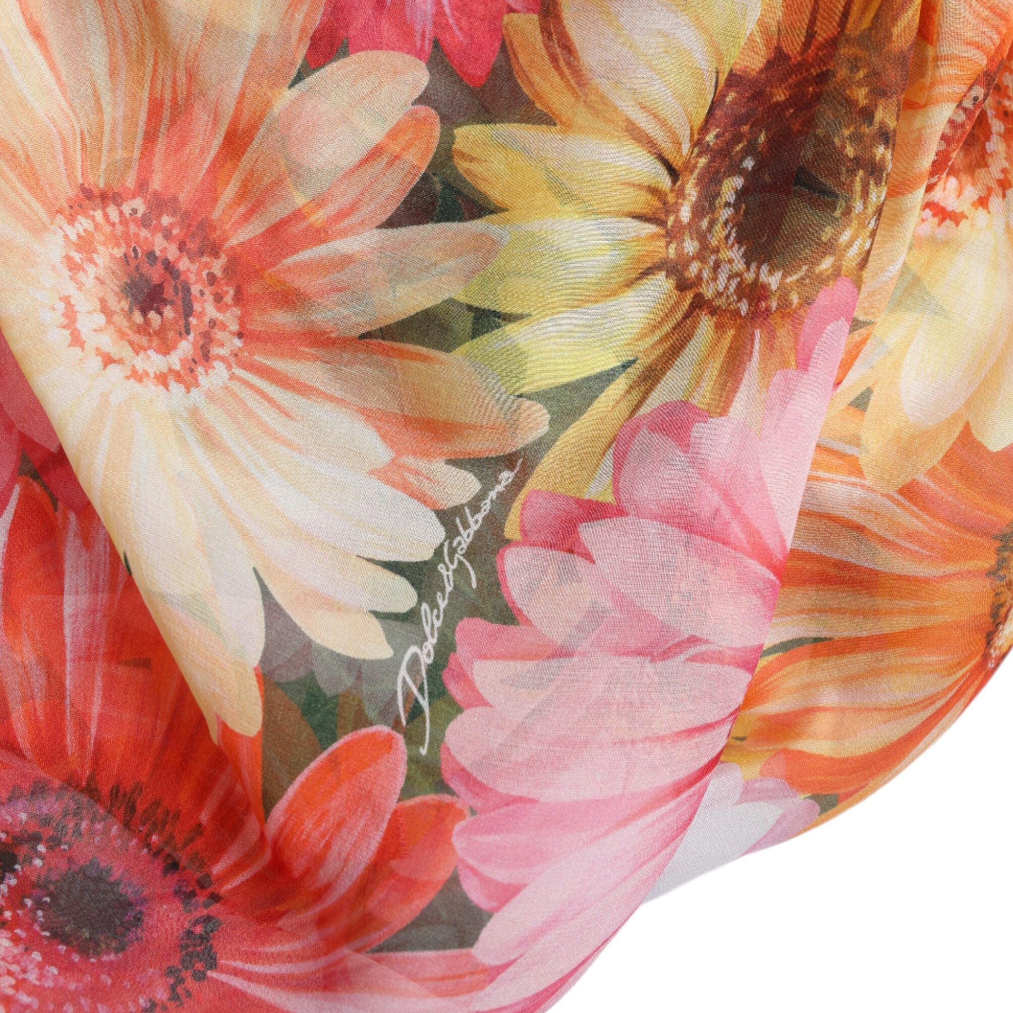 Dolce & Gabbana Multicolor Sunflower Print Silk Midi Dress