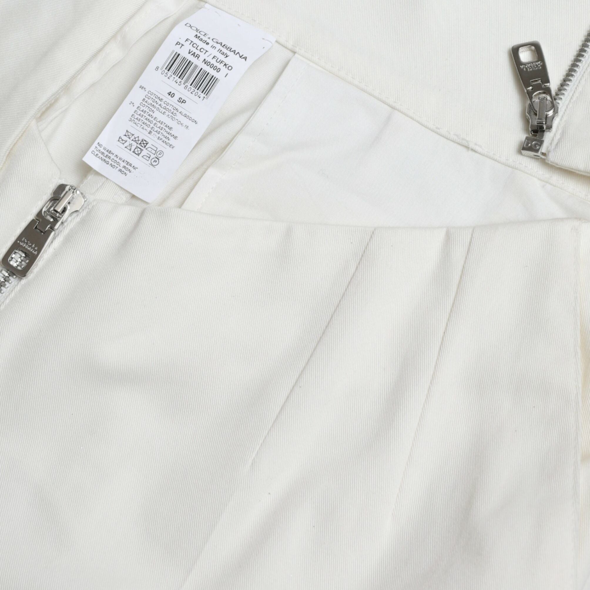 Dolce & Gabbana Black White Cotton Cut Out Waist Tapered Pants