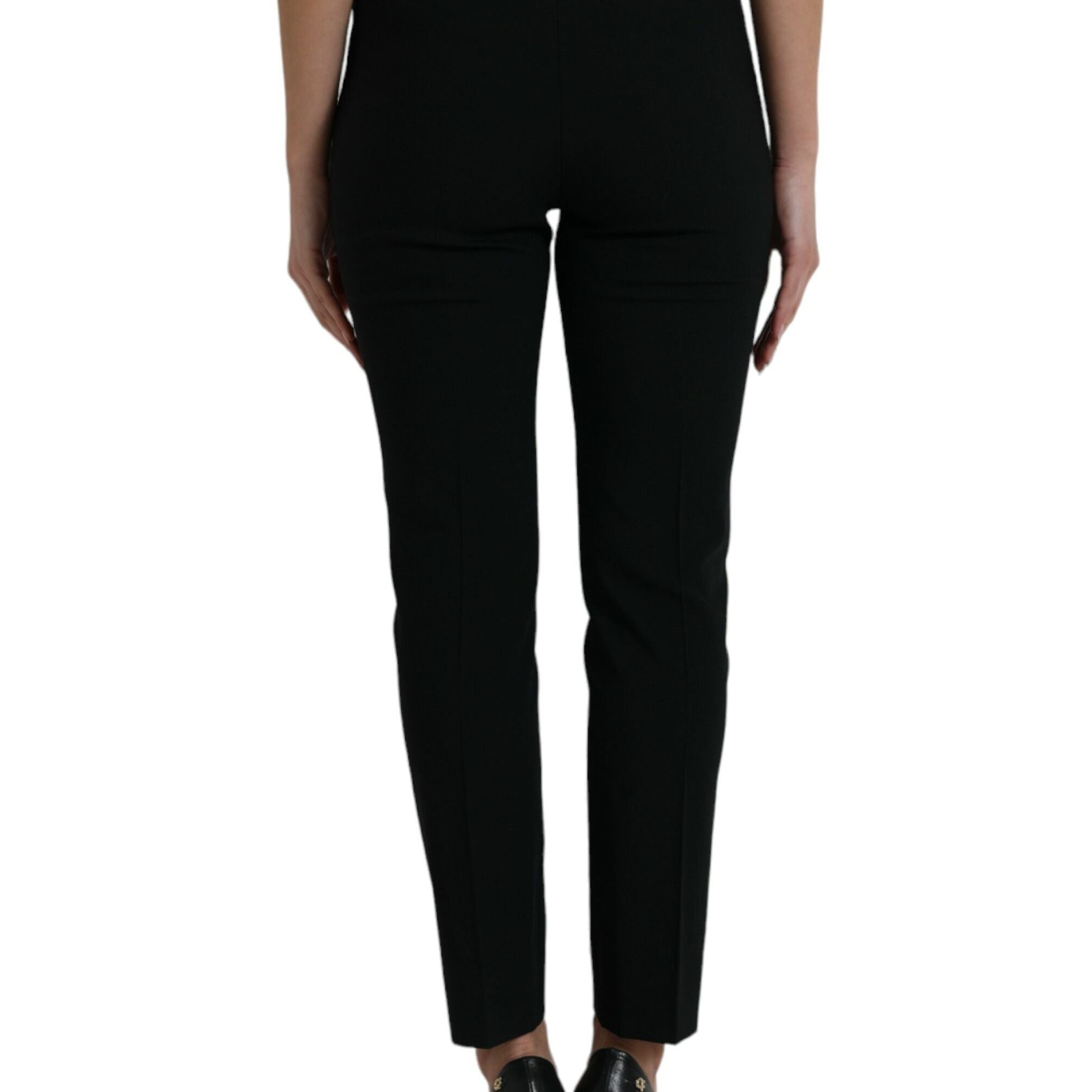 Dolce & Gabbana Black Wool High Waist Tapered Pants