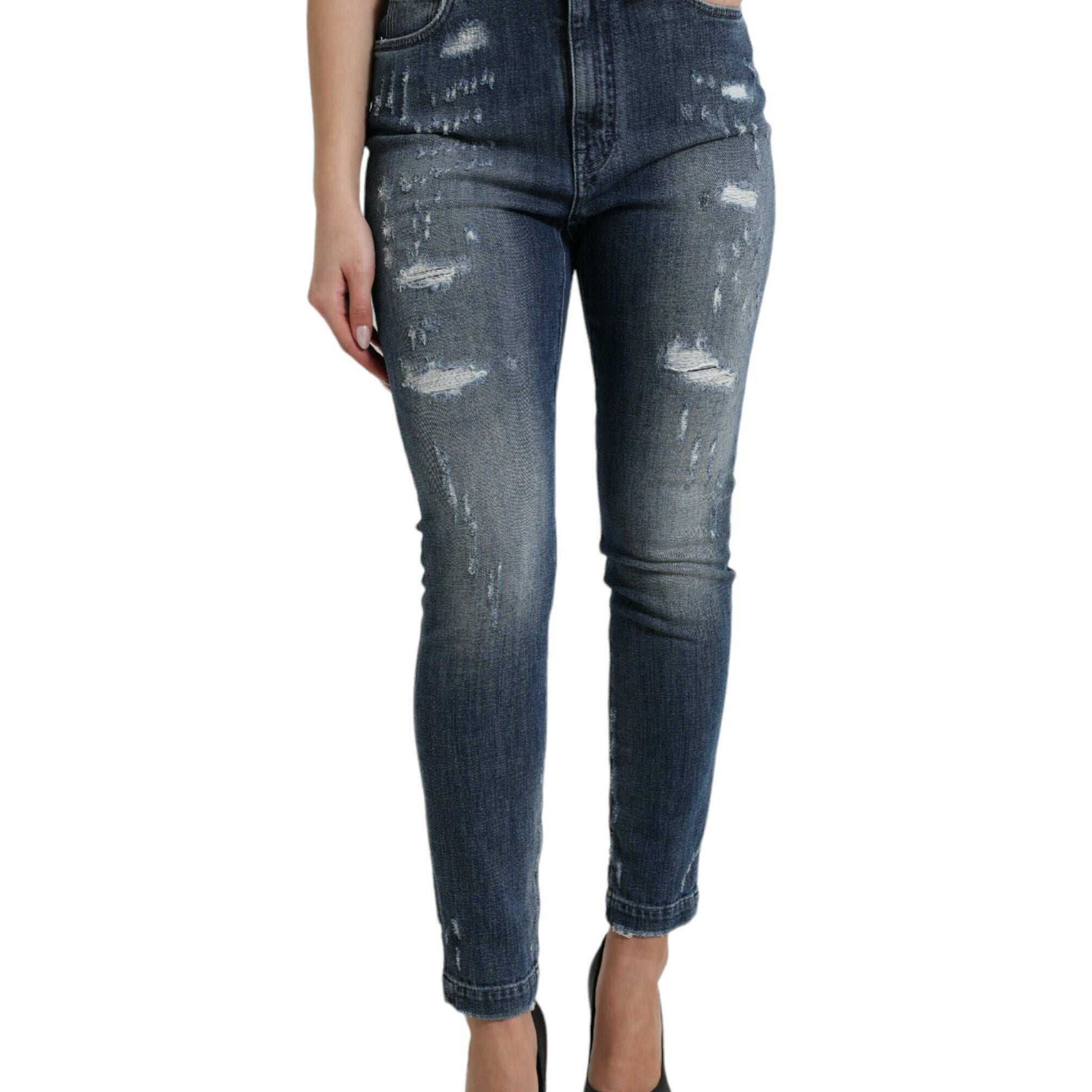 Dolce & Gabbana Dark Blue Distressed GRACE Skinny Denim Jeans