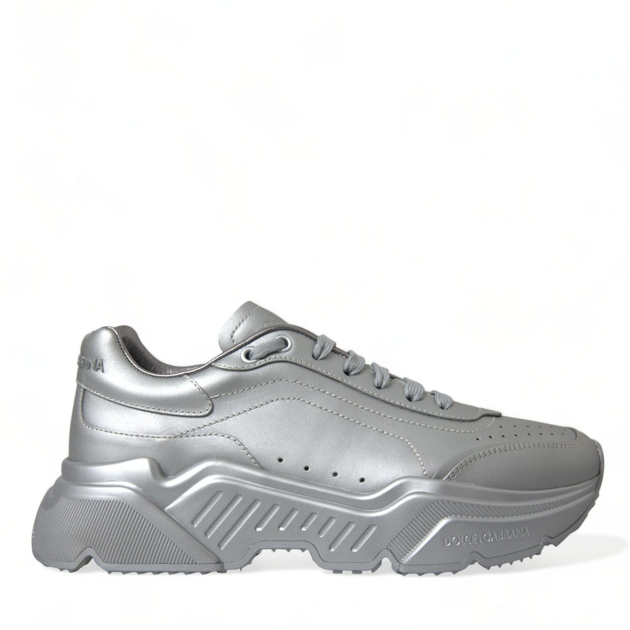 Dolce & Gabbana Silver DAYMASTER Leather Men Casual Sneakers Shoes