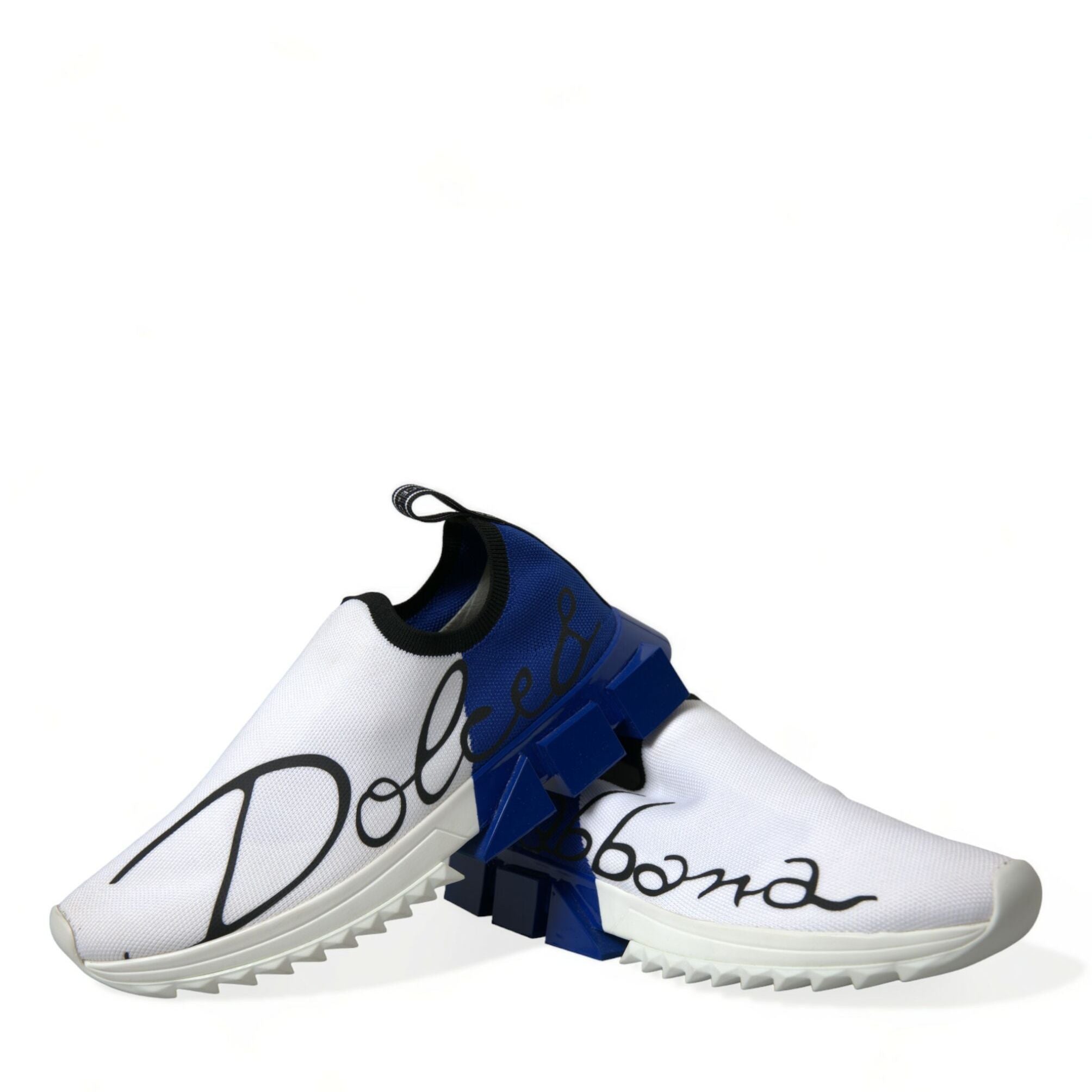 Dolce & Gabbana White Blue Sorrento Low Top Men Casual Sneakers Shoes