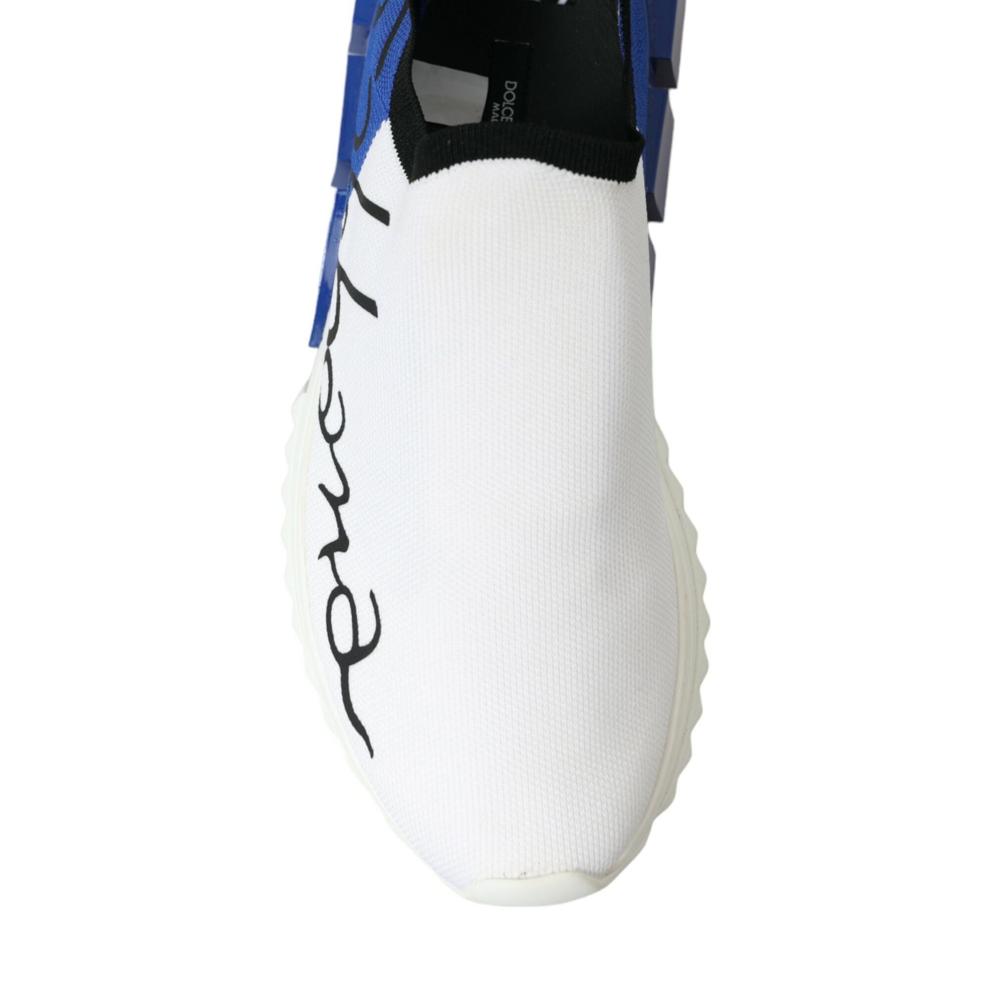 Dolce & Gabbana White Blue Sorrento Low Top Men Casual Sneakers Shoes