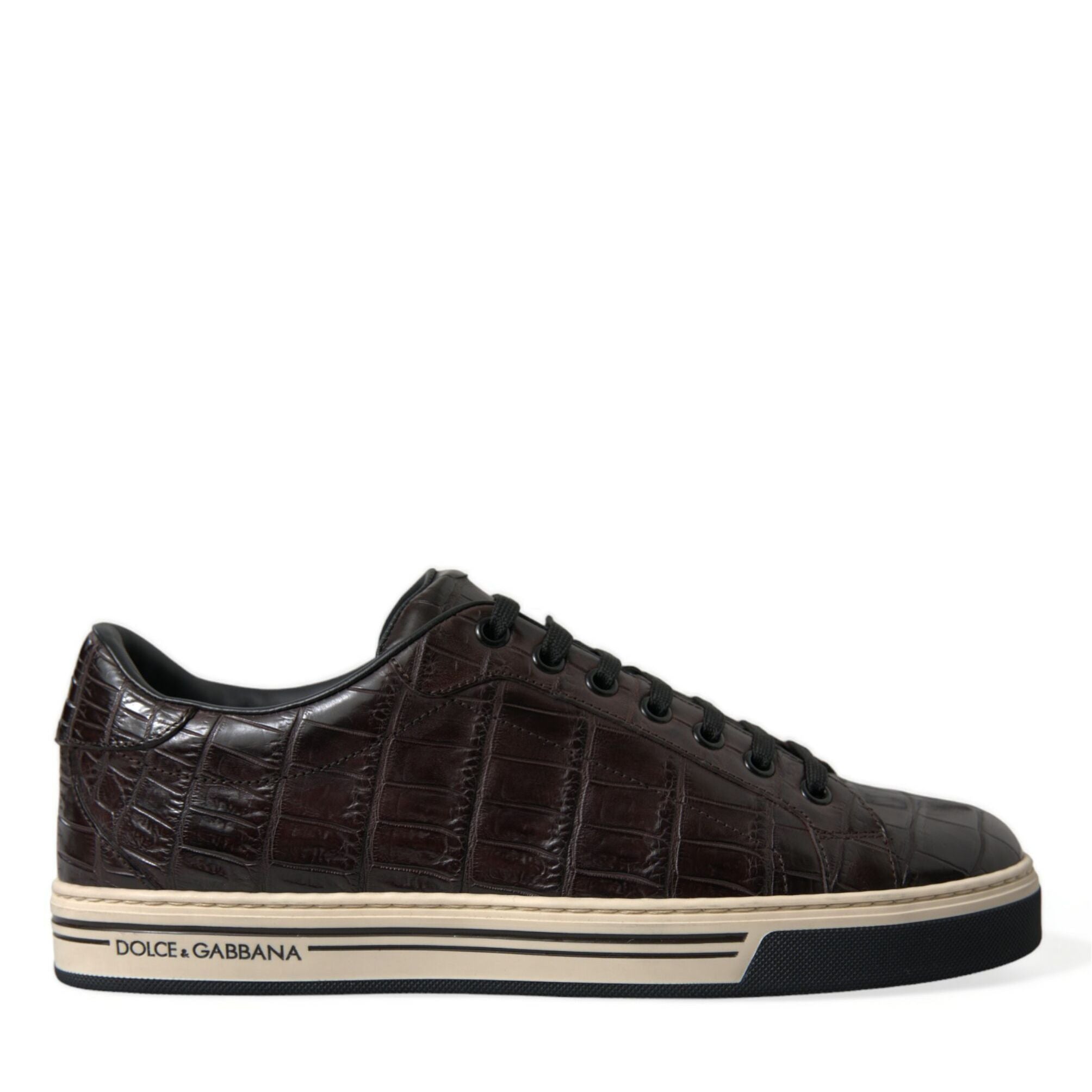 Dolce & Gabbana Brown Croc Exotic Leather Men Casual Sneakers Shoes