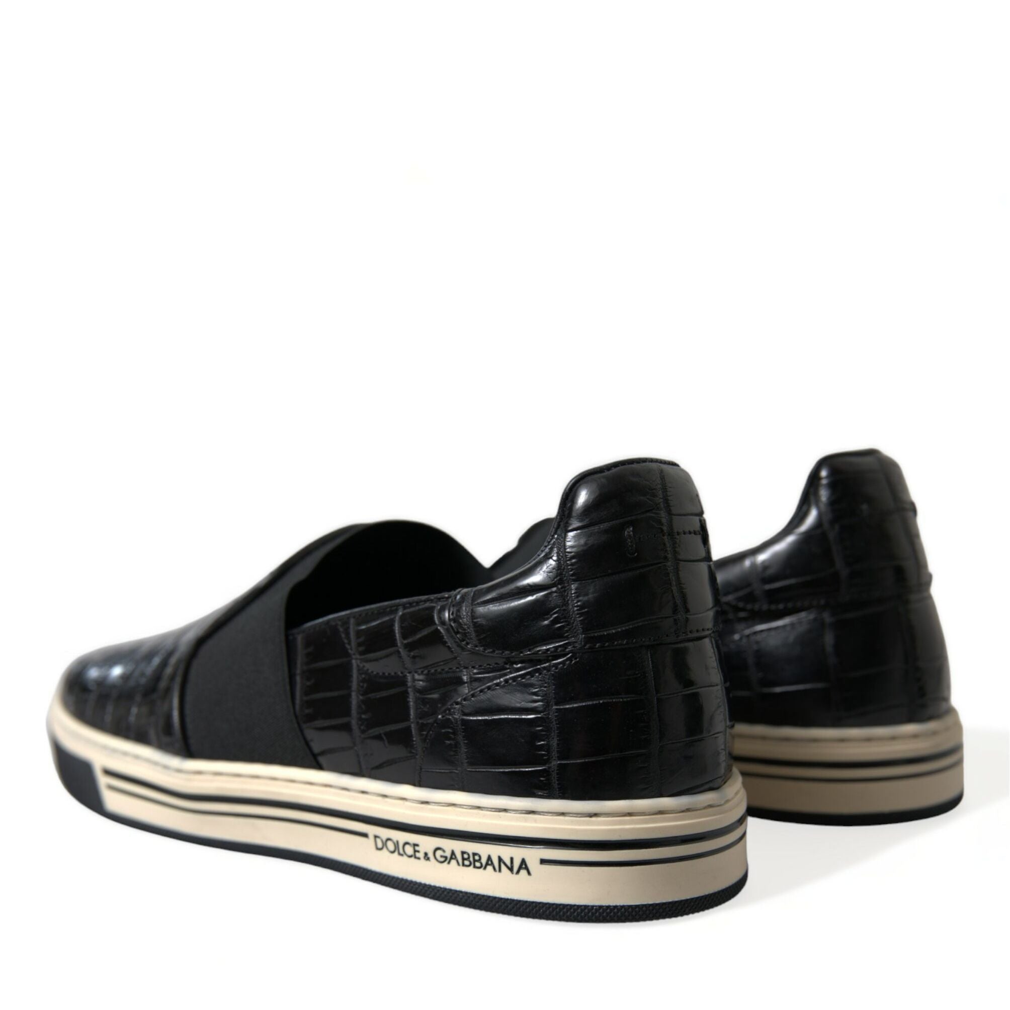 Dolce & Gabbana Black Croc Exotic Leather Sneakers Shoes