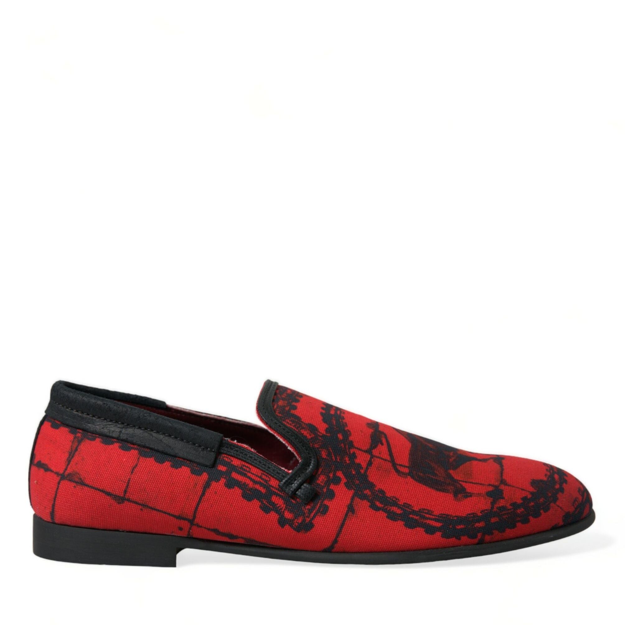 Dolce & Gabbana Red Black Torero Loafers Slippers Men Shoes