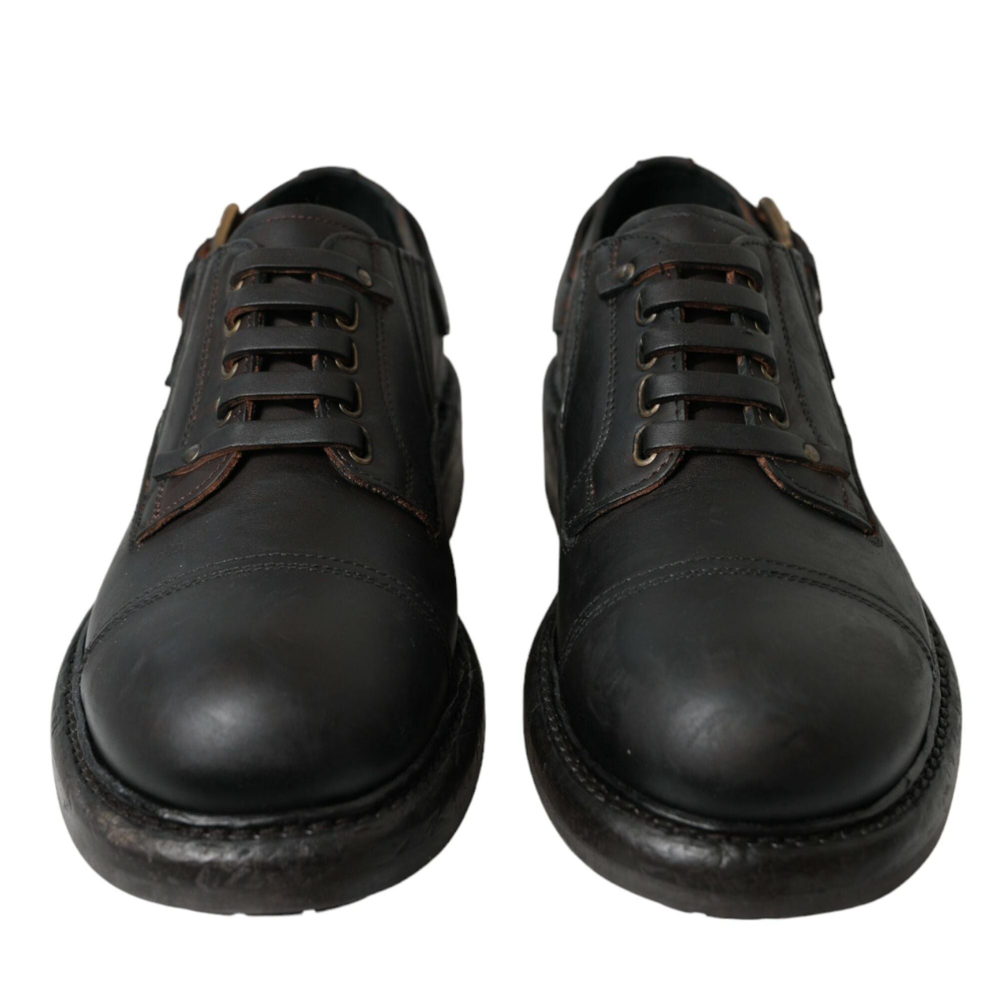 Dolce & Gabbana Brown Leather Lace Up Derby Men Dress Shoes