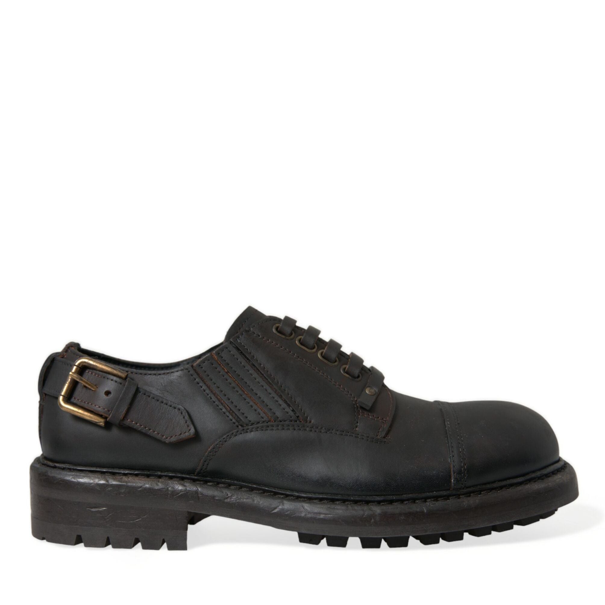 Dolce & Gabbana Brown Leather Lace Up Derby Men Dress Shoes