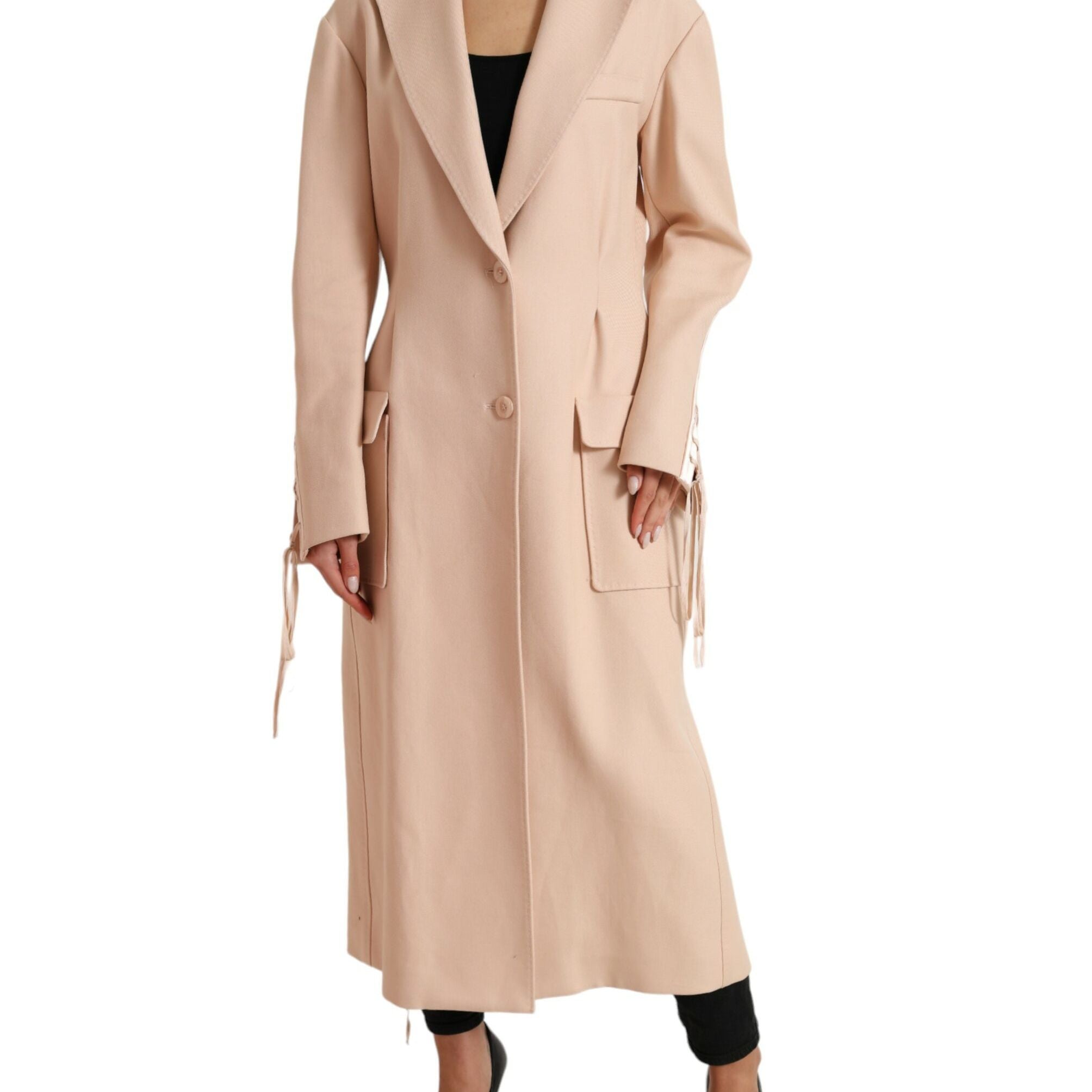 Dolce & Gabbana Beige Cotton Single Breasted Long Coat Jacket