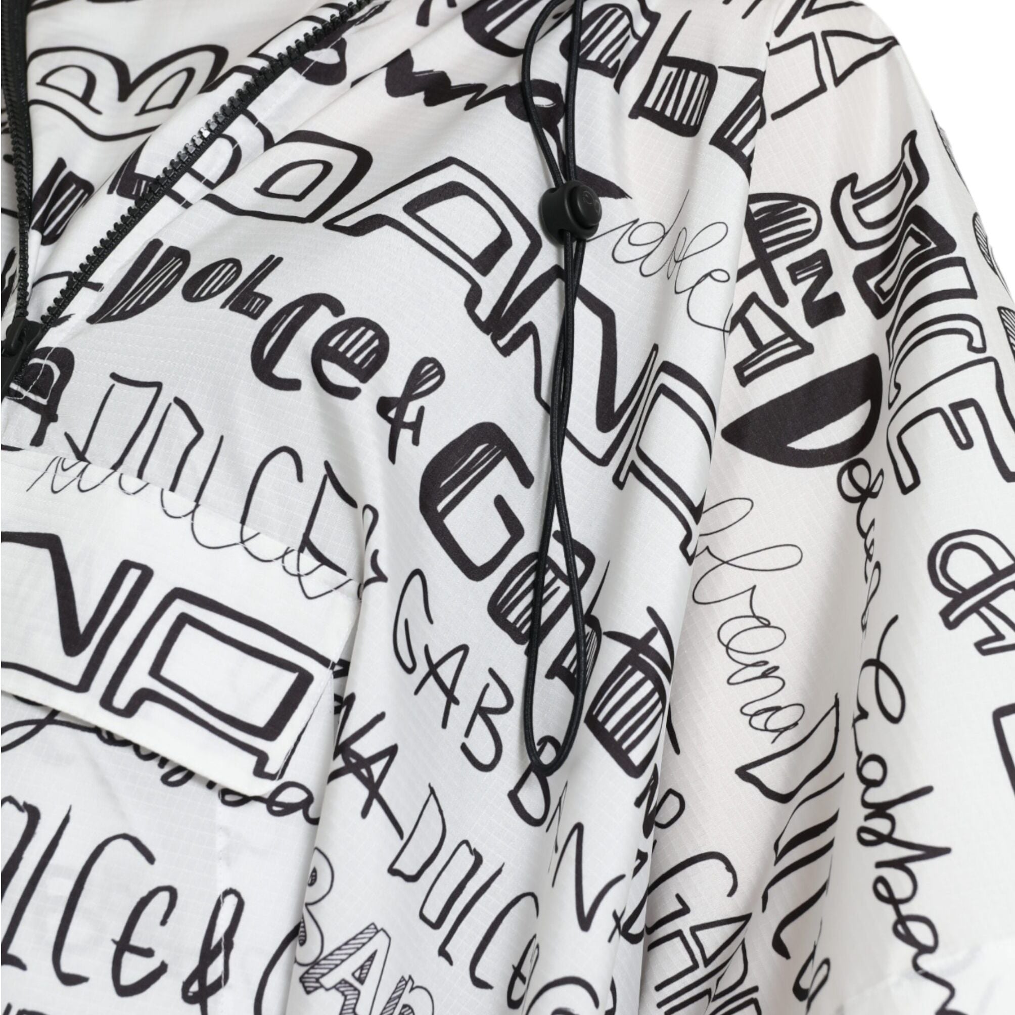 Dolce & Gabbana White Logo Print Hooded Blouson T-shirt Top