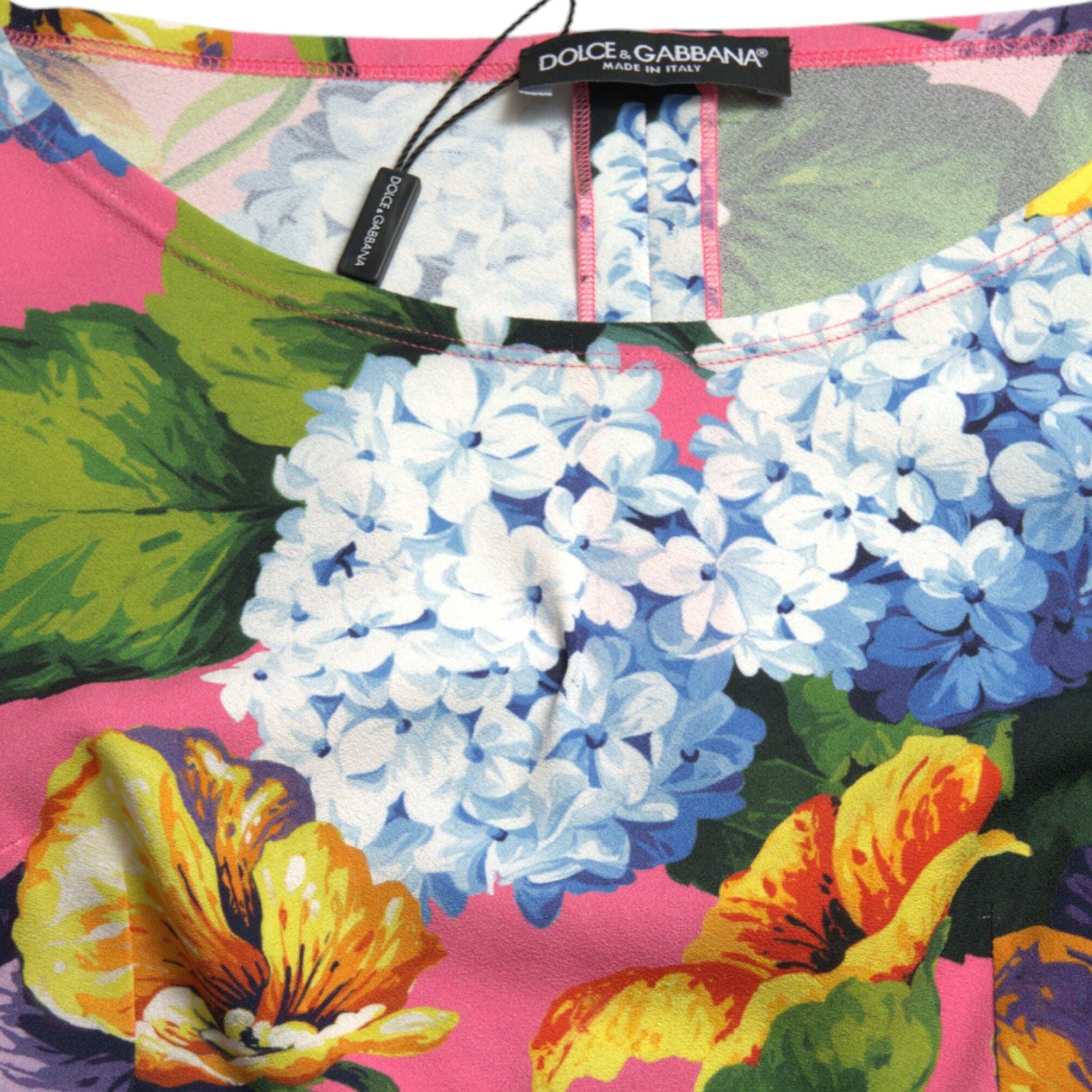 Dolce & Gabbana Multicolor Floral Long Sleeves Cropped Top