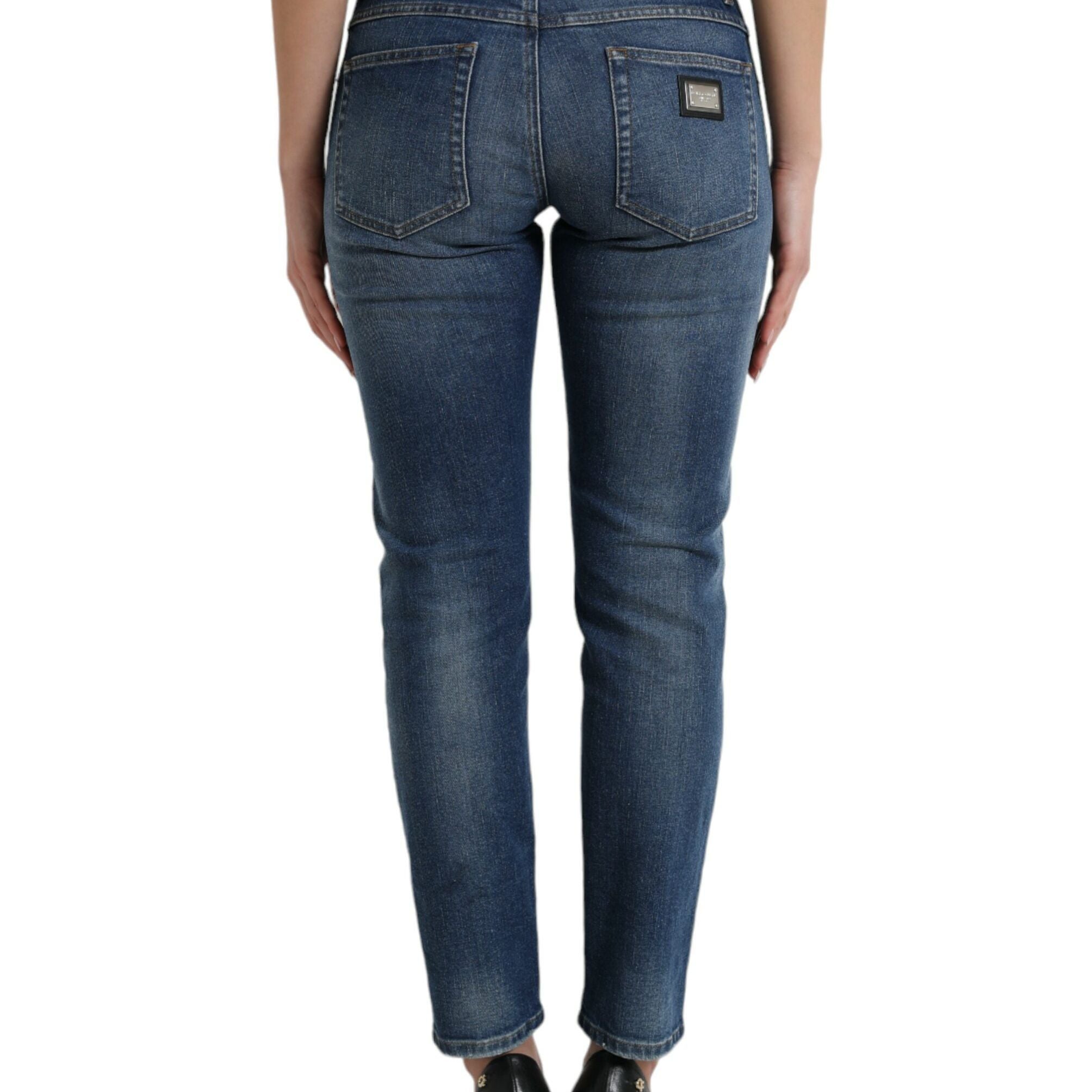 Dolce & Gabbana Blue BOYFRIEND Mid Waist Cotton Denim Jeans