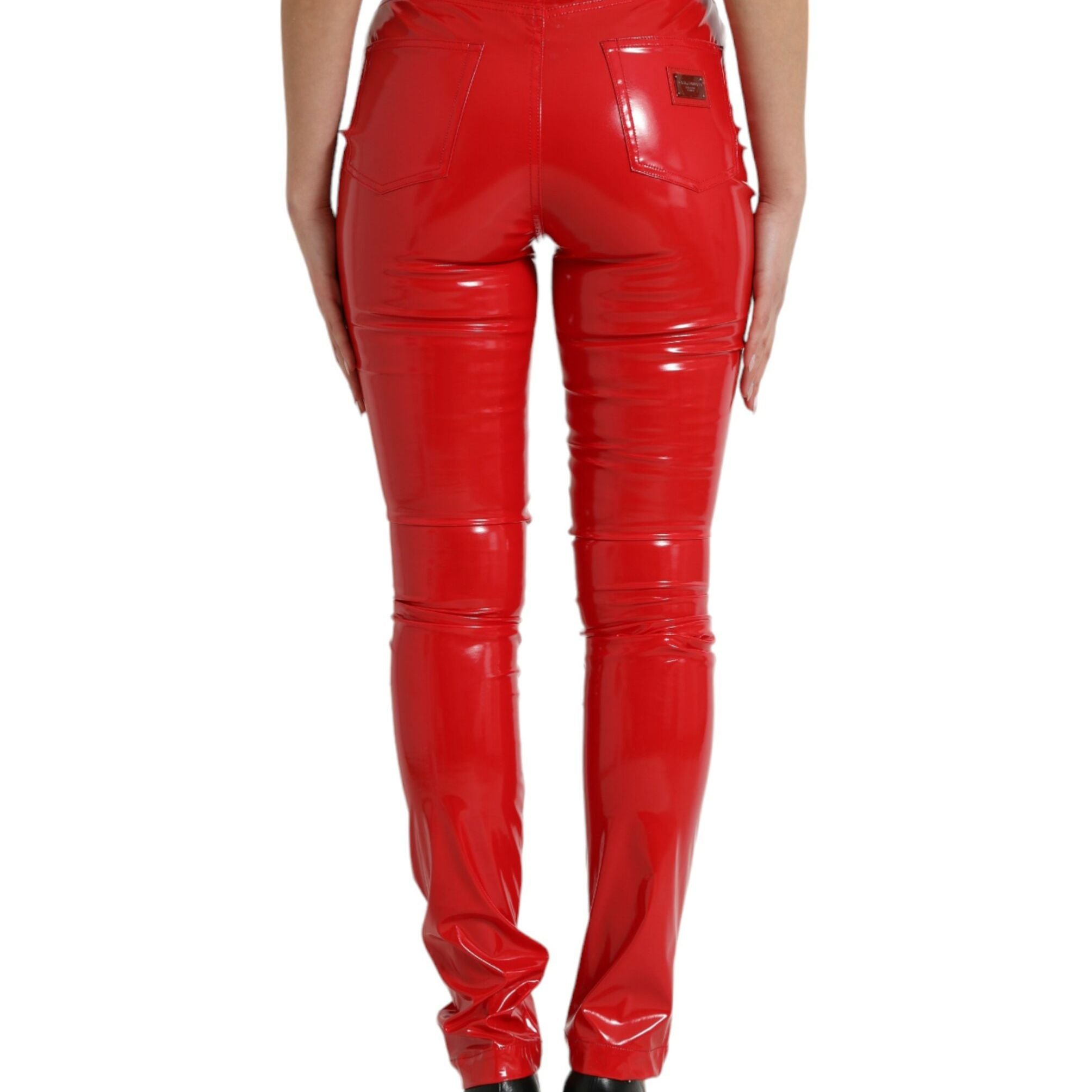 Dolce & Gabbana Shiny Red High Waist Skinny Pants