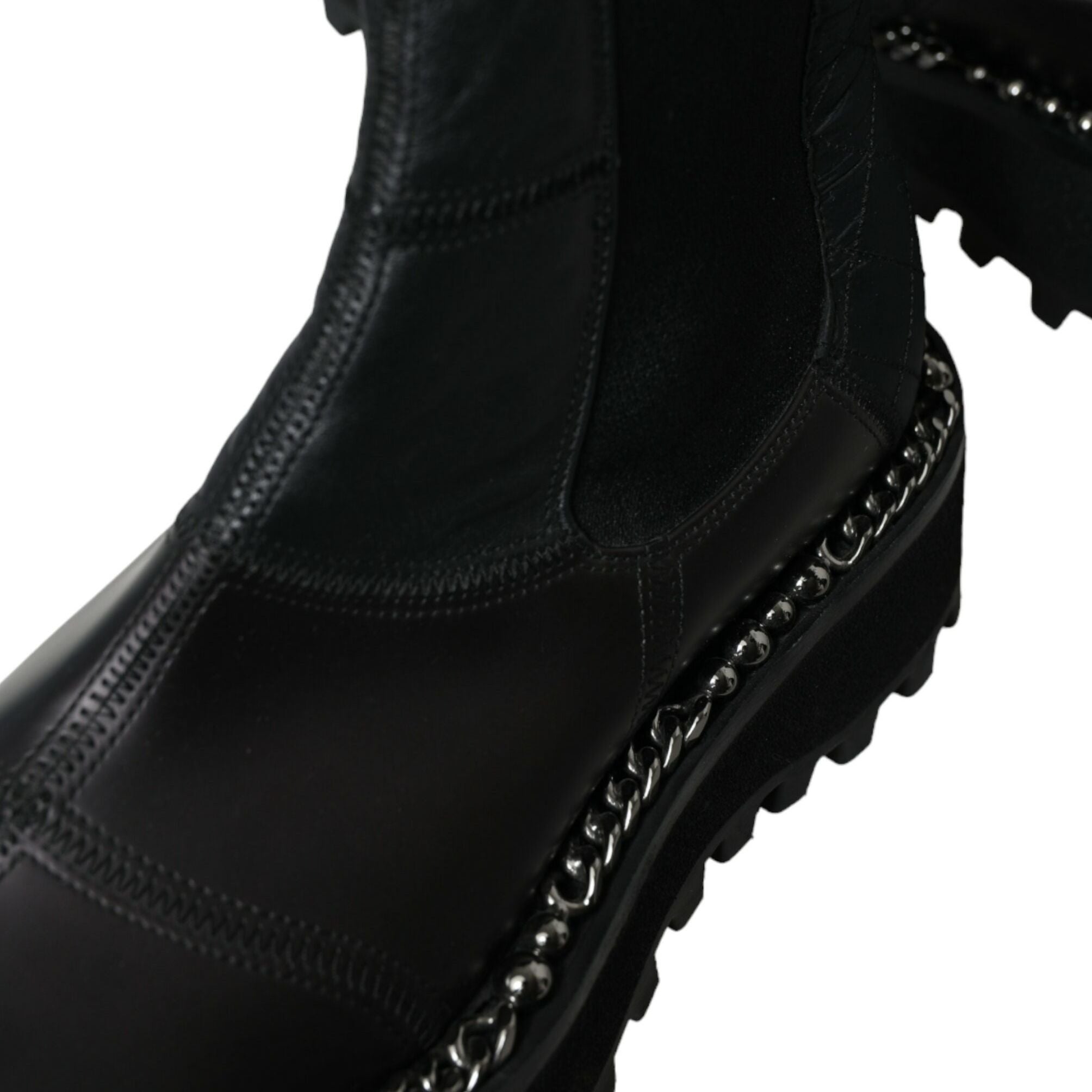 Dolce & Gabbana Black Leather Slip On Stretch Chelsea Boots Shoes