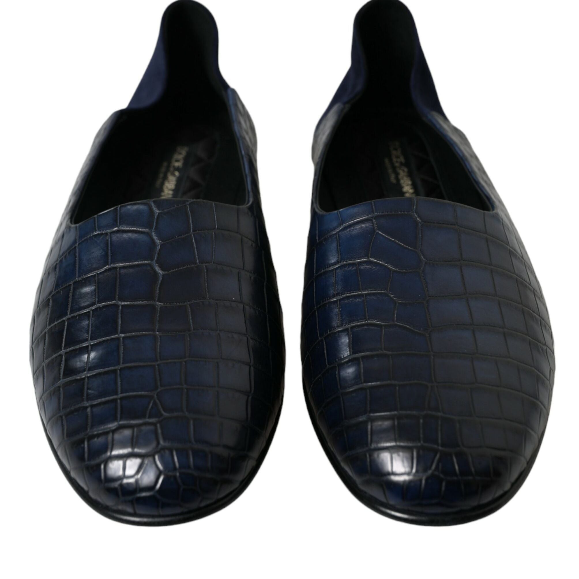 Dolce & Gabbana Blue Crocodile Leather Loafers Slip On Shoes