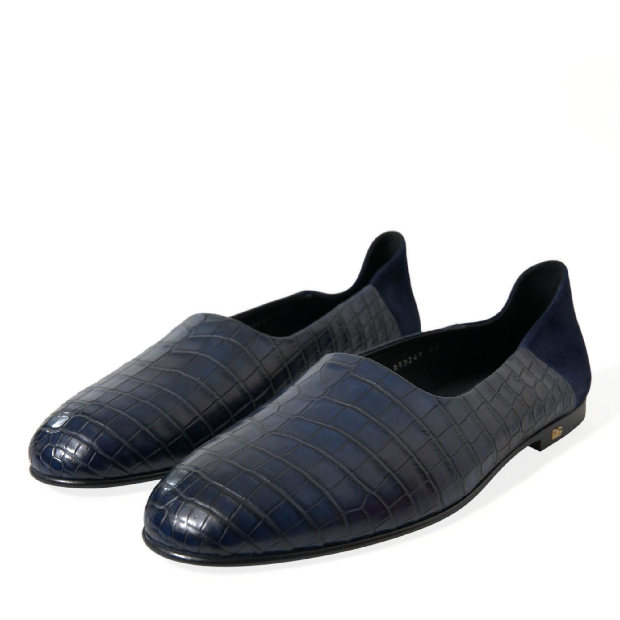 Dolce & Gabbana Blue Crocodile Leather Loafers Slip On Shoes
