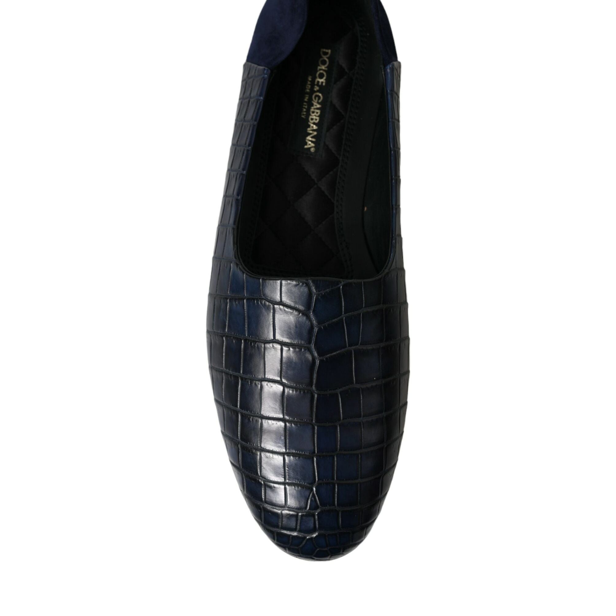 Dolce & Gabbana Blue Crocodile Leather Loafers Slip On Shoes