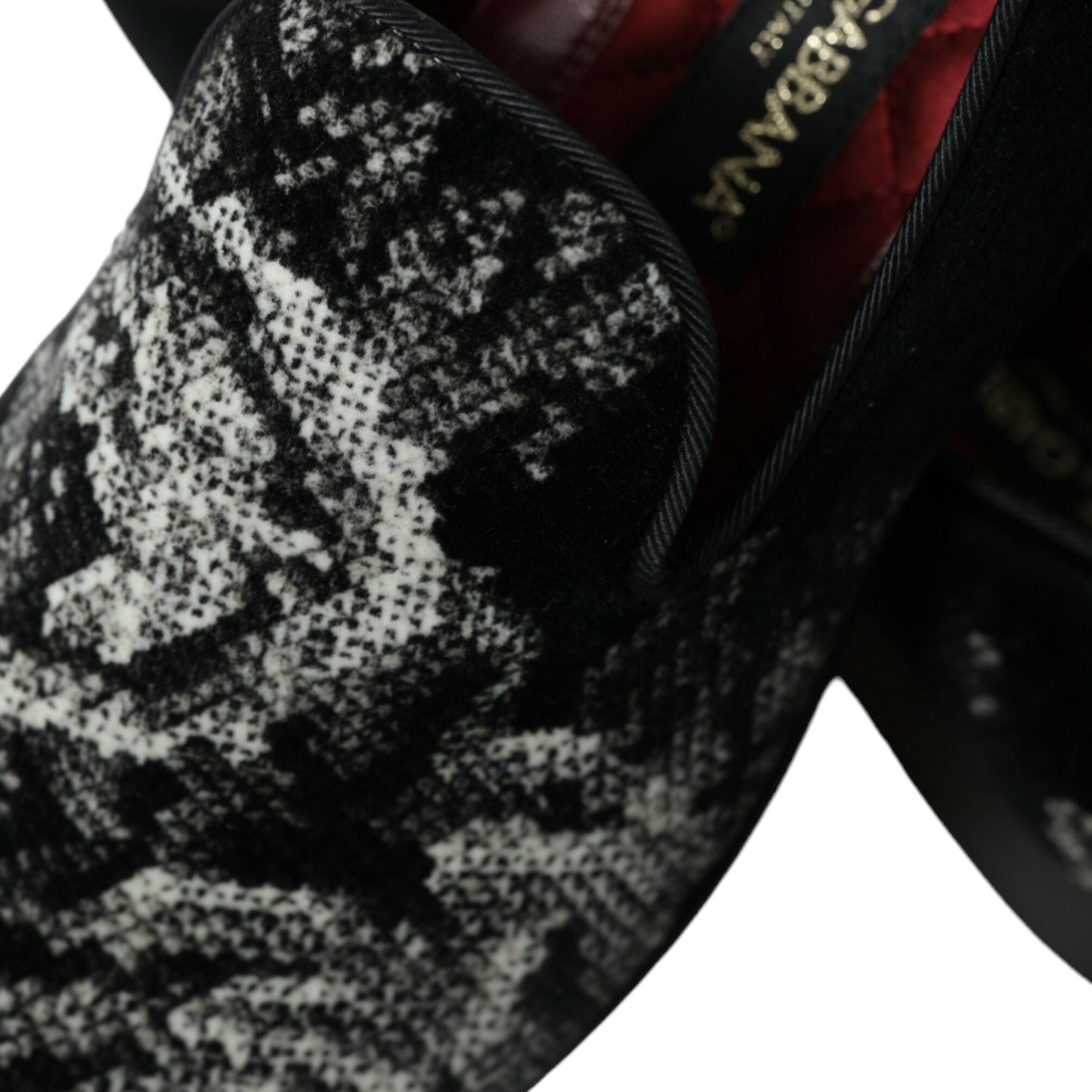 Dolce & Gabbana Black Floral Slippers Men Loafers Dress Shoes