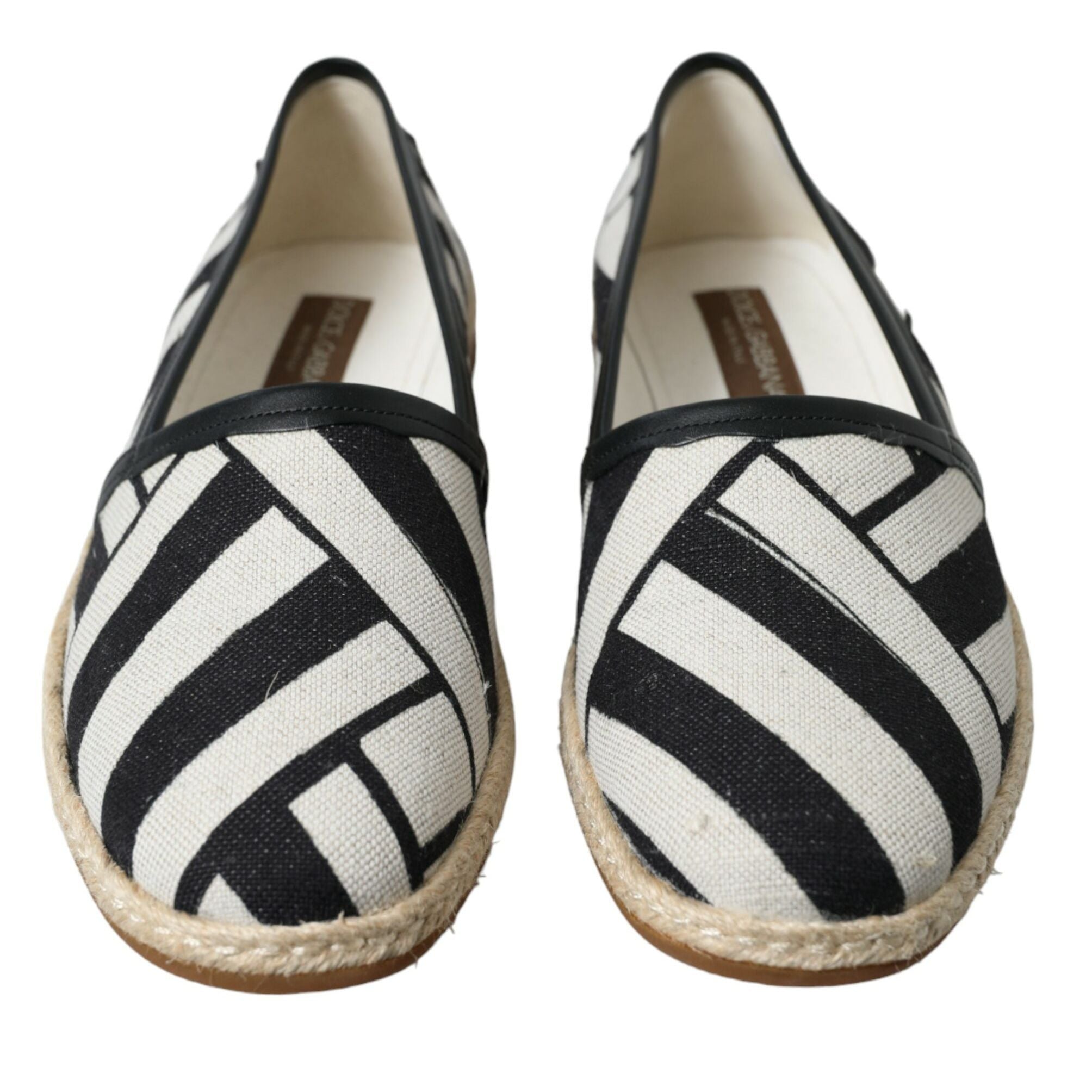 Dolce & Gabbana Beige Black Striped Canvas Espadrilles MONDELLO Shoes