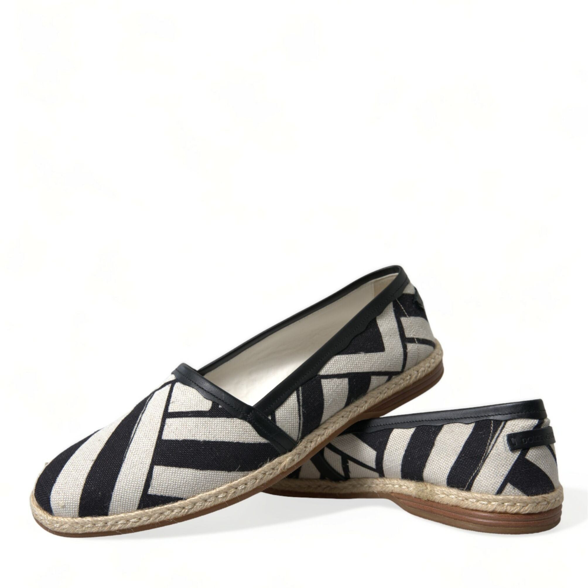 Dolce & Gabbana Beige Black Striped Canvas Espadrilles MONDELLO Shoes