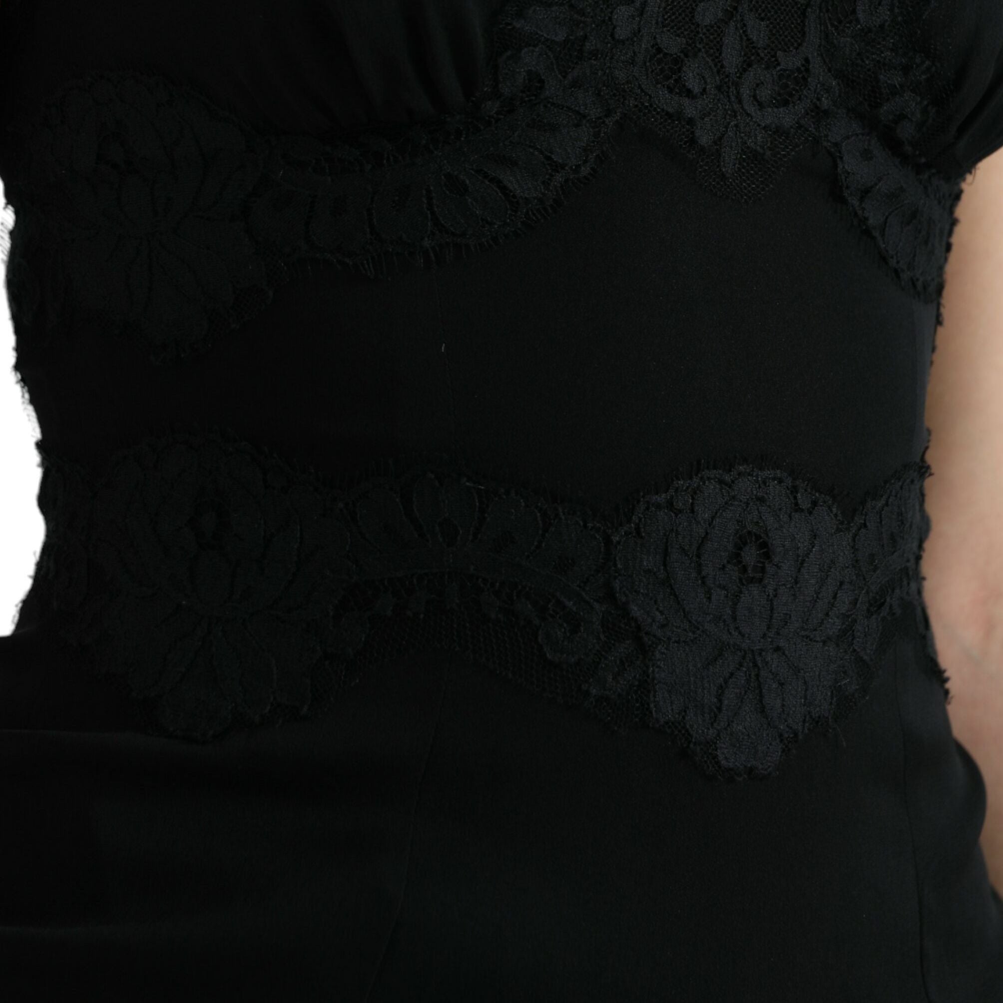 Dolce & Gabbana Black Silk Stretch Lace Sleeveless Tank Top