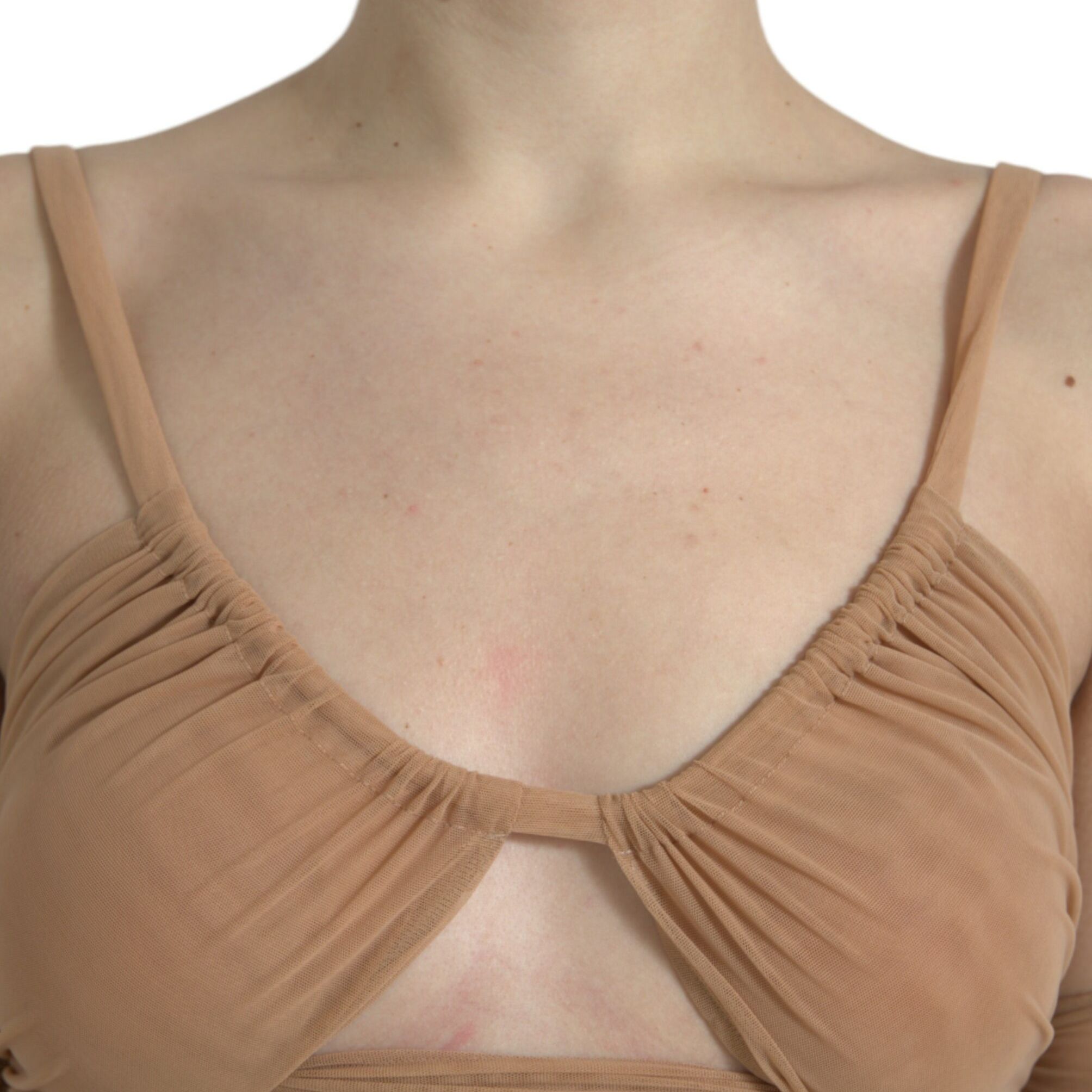 Dolce & Gabbana Brown Nylon Stretch Open Shoulder Cropped Top