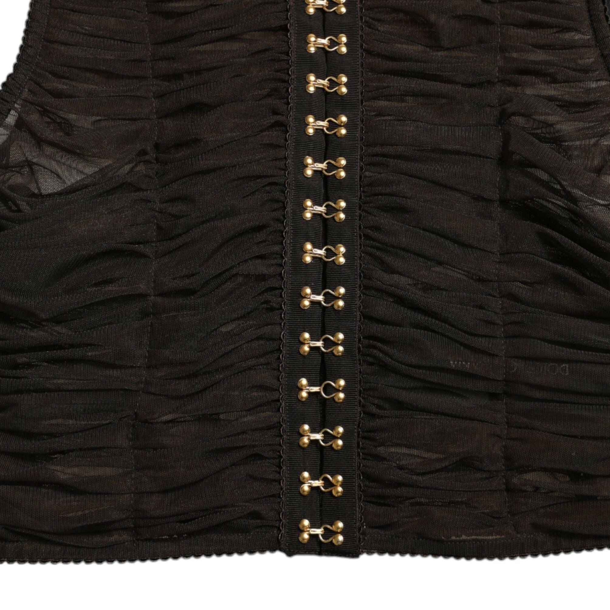 Dolce & Gabbana Brown Embellished Nylon Stretch Cropped Top