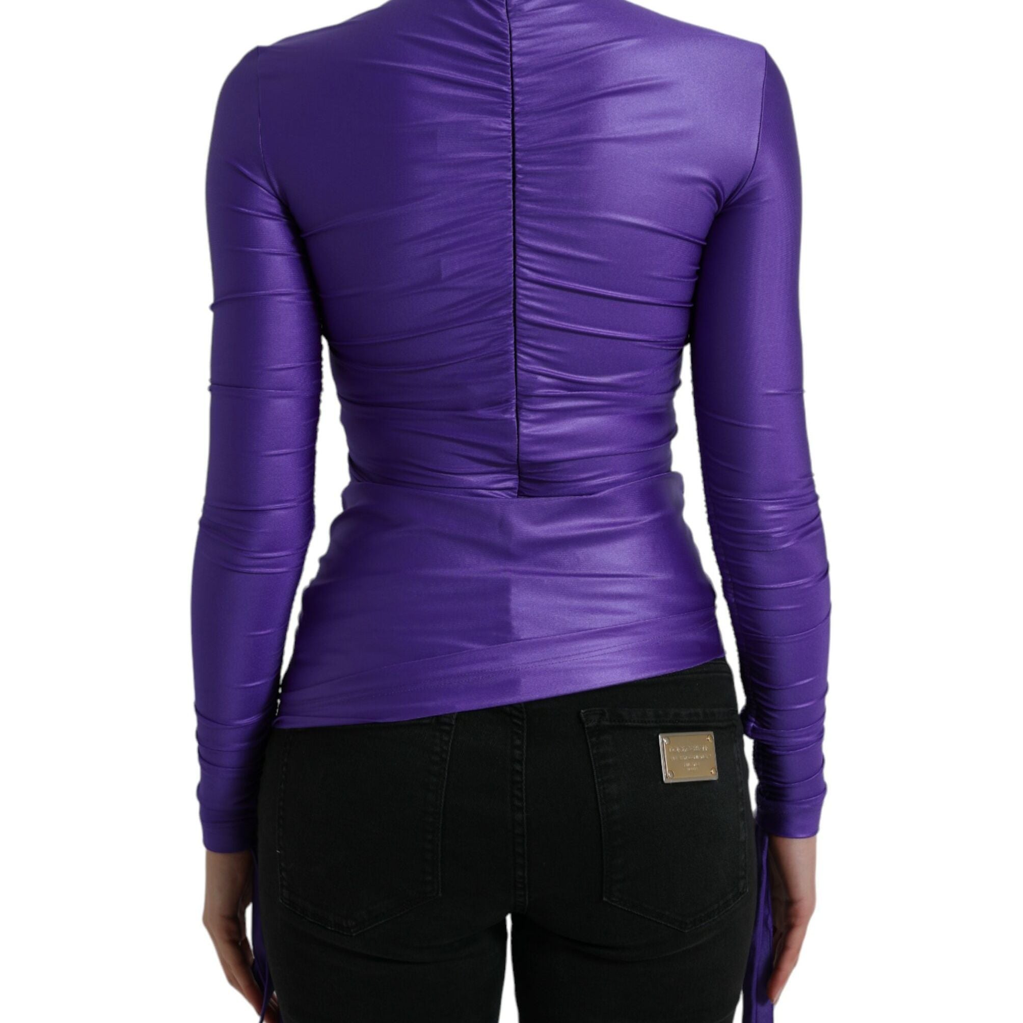 Dolce & Gabbana Purple Nylon Stretch Slim Long Sleeves Top