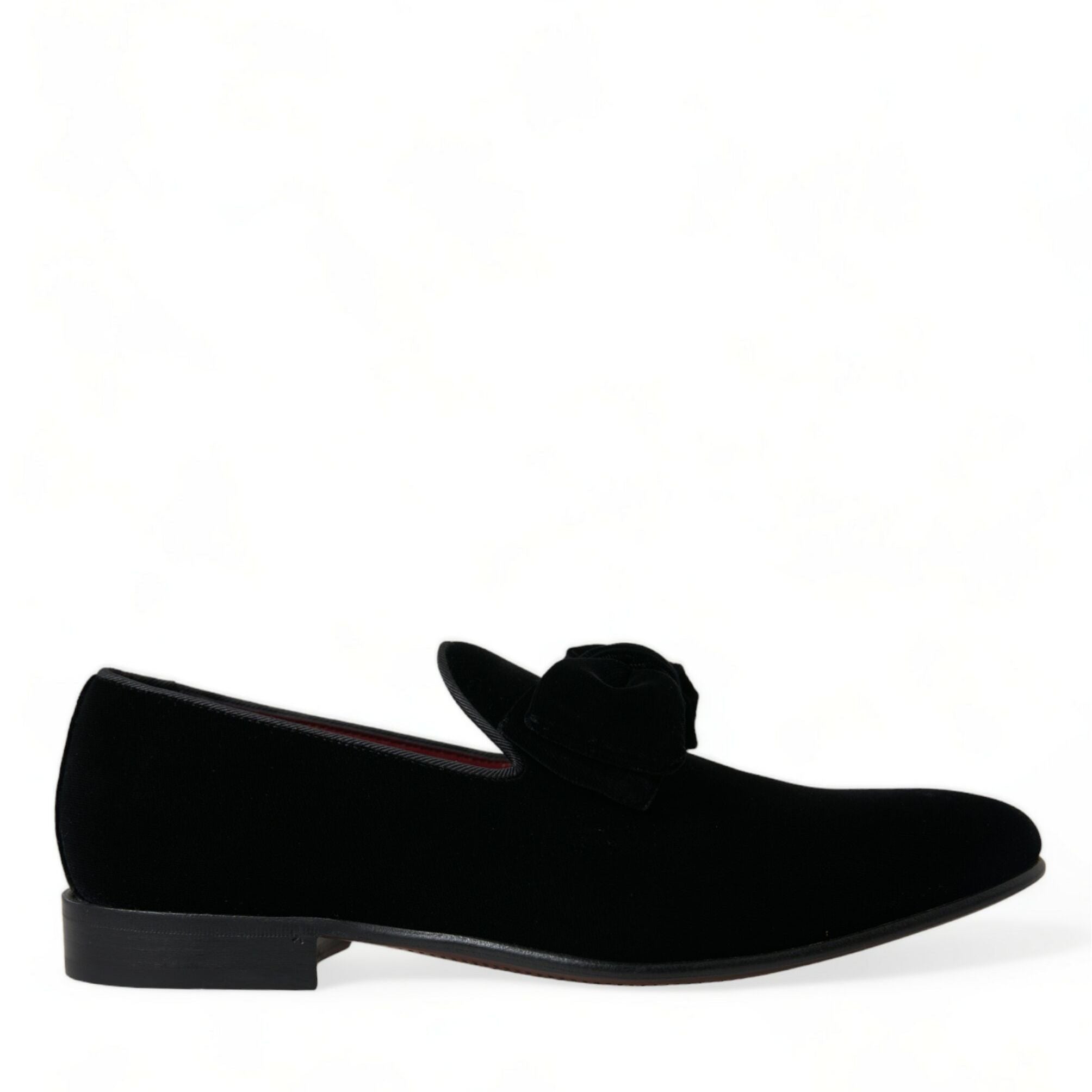 Dolce & Gabbana Black Velvet Loafers Formal Dress Shoes