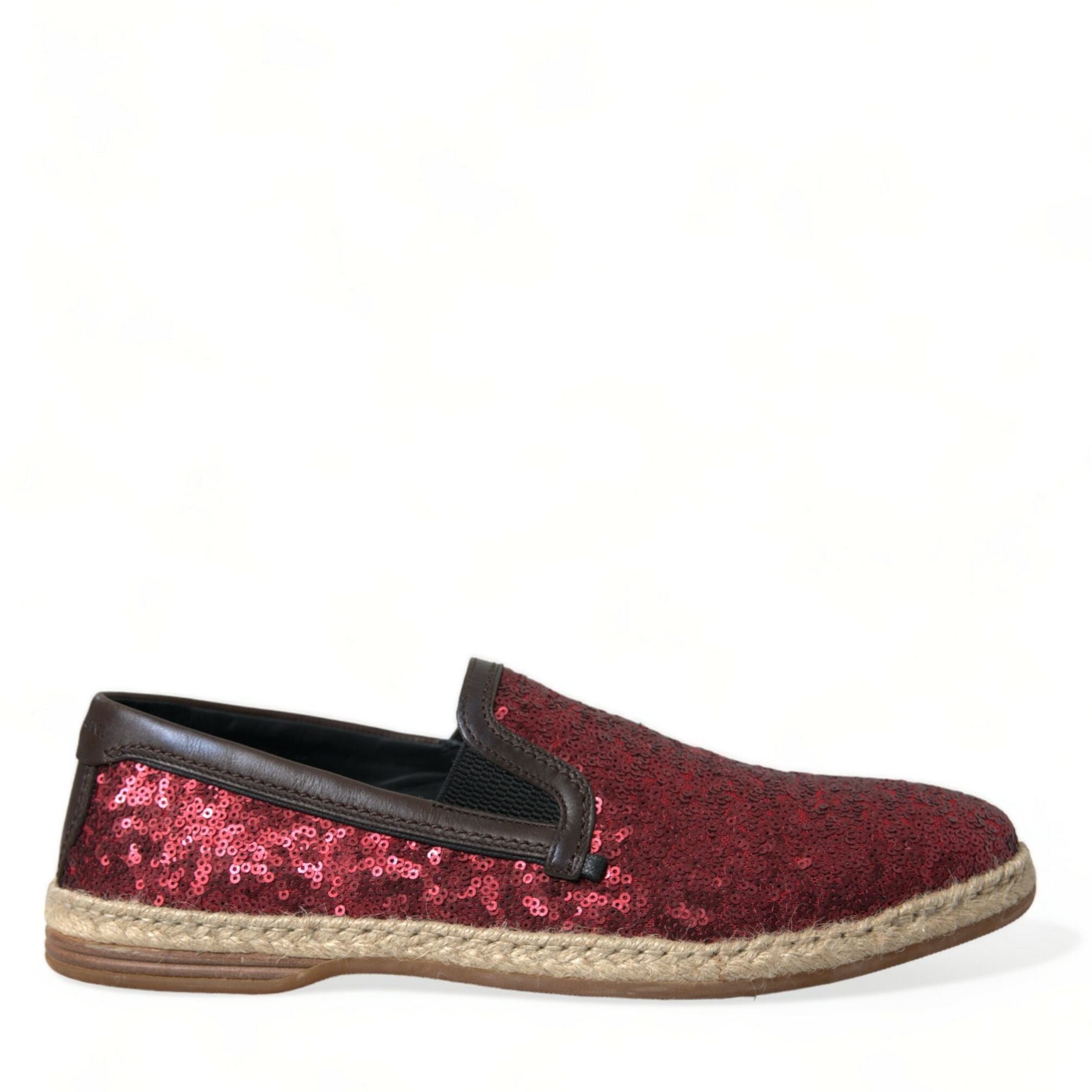 Dolce & Gabbana Red Sequined Loafers Slippers Men Shoes