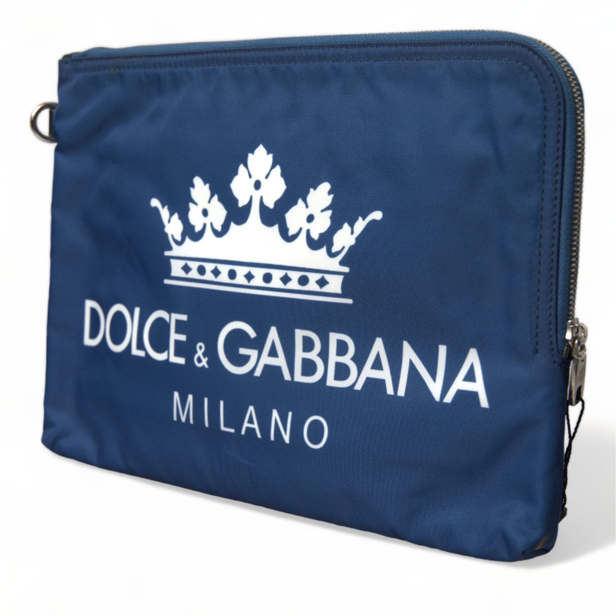 Dolce & Gabbana Blue DG Milano Print Nylon Pouch Clutch Men Bag