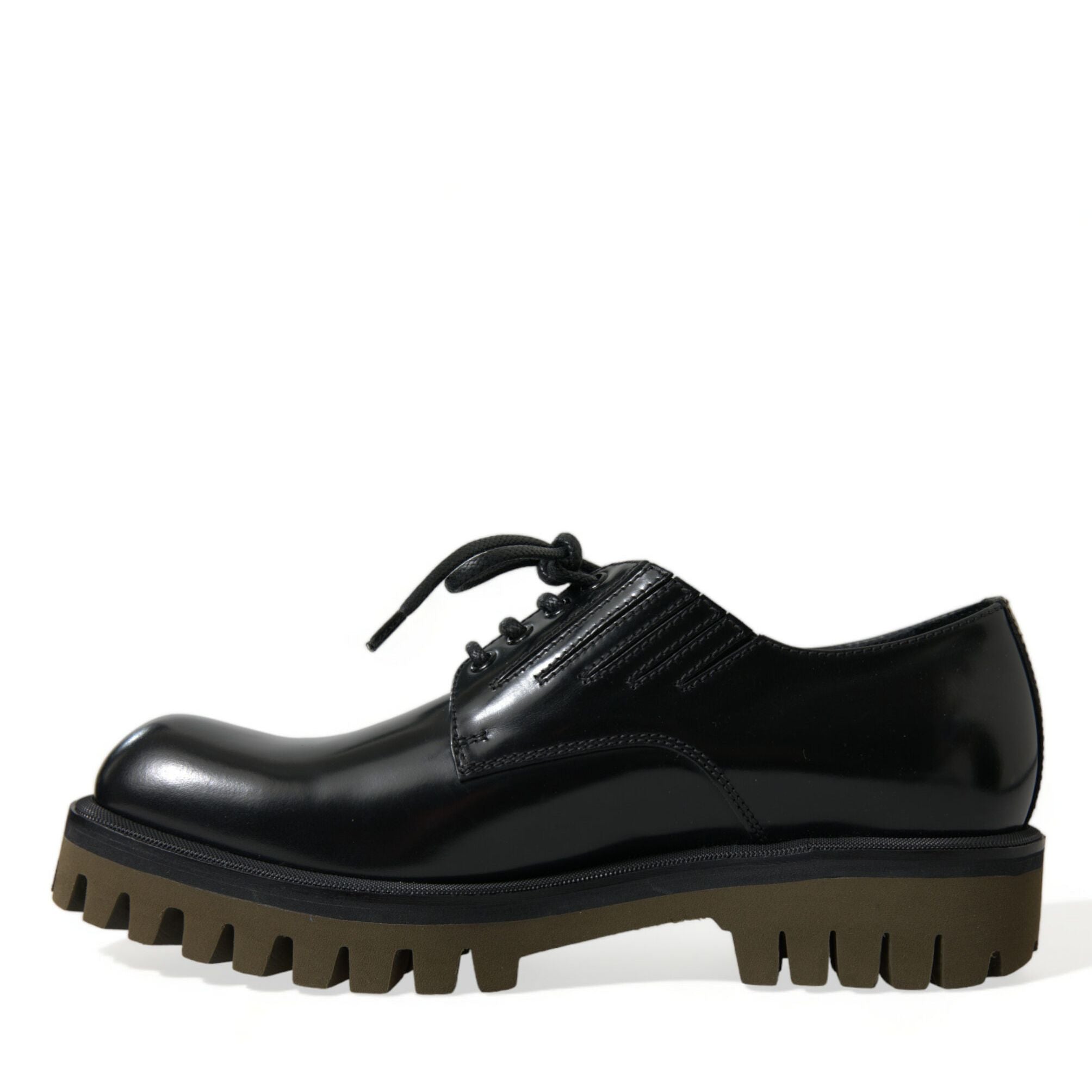 Dolce & Gabbana Black Leather Lace Up Derby Men Dress Shoes
