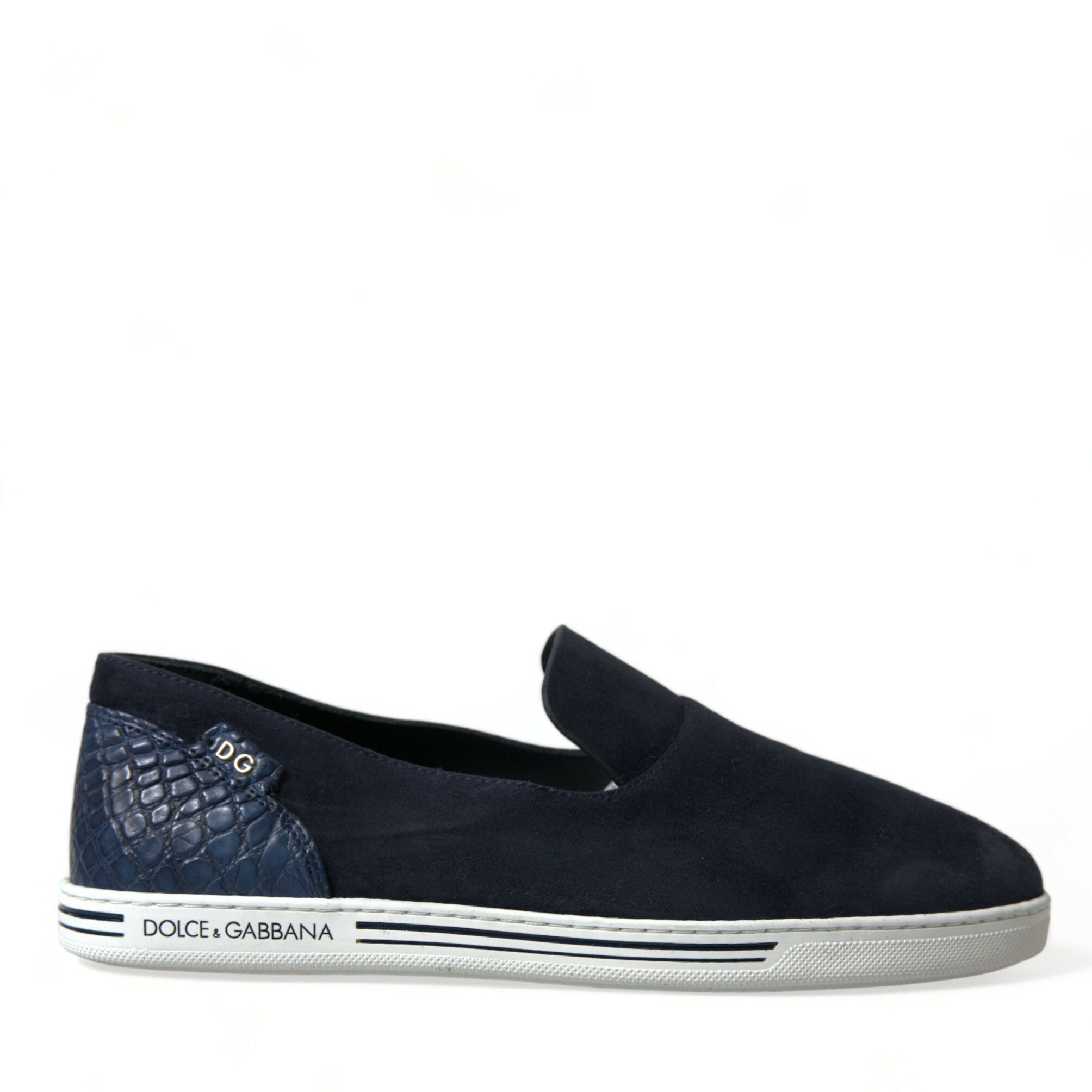 Dolce & Gabbana Blue Suede Caiman Loafers Saint Tropez Shoes