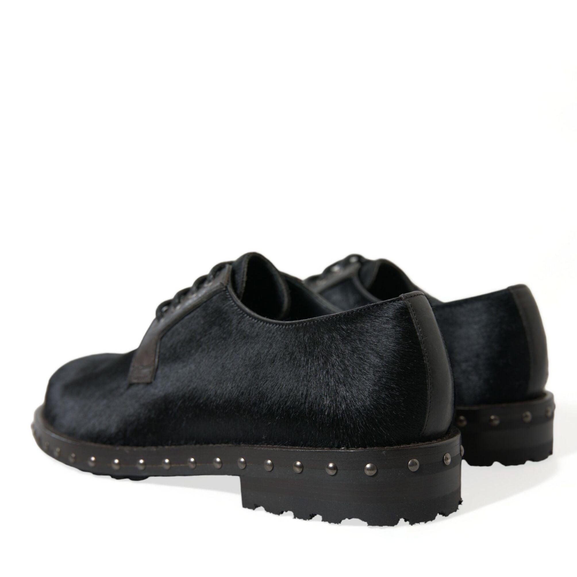 Dolce & Gabbana Black Stable Fur Derby SAN PIETRO Dress Shoes