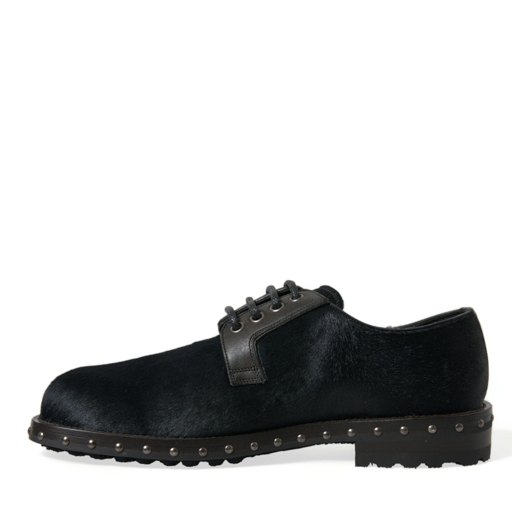 Dolce & Gabbana Black Stable Fur Derby SAN PIETRO Dress Shoes