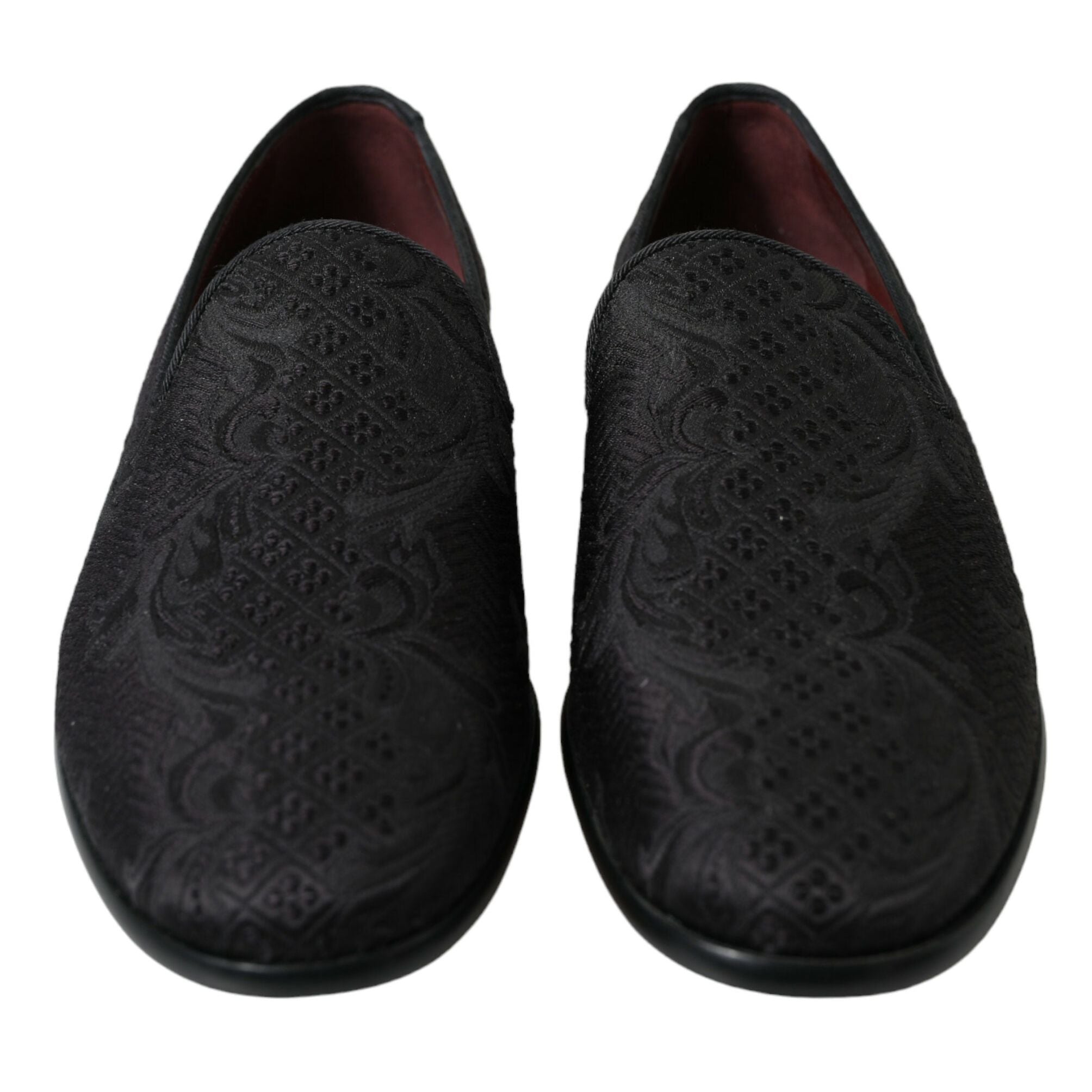 Dolce & Gabbana Black Brocade Men Slip On Loafer Dress Shoes