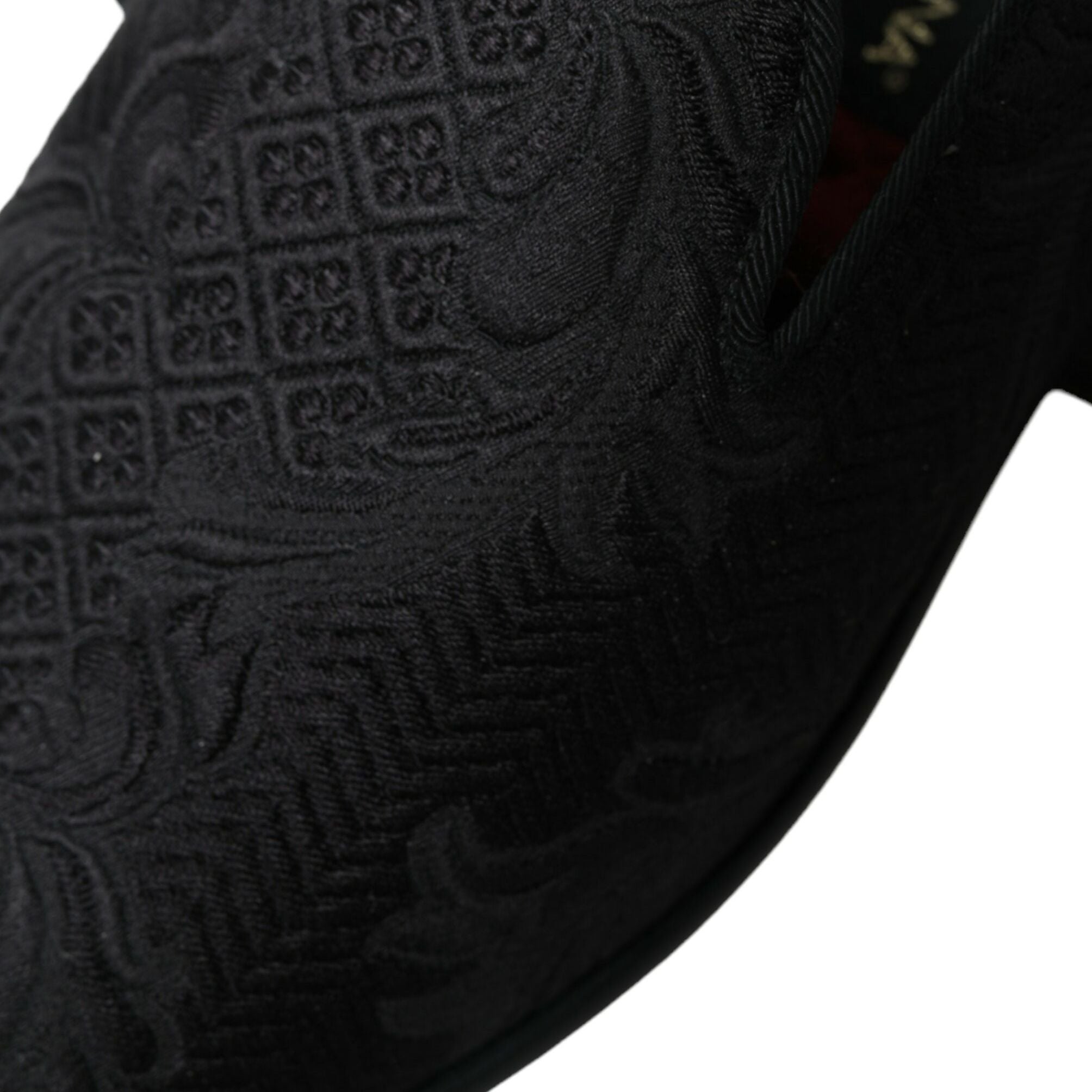 Dolce & Gabbana Black Brocade Men Slip On Loafer Dress Shoes