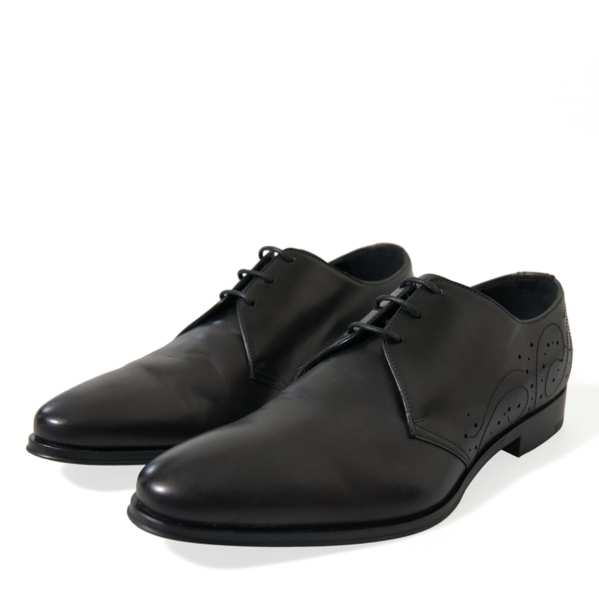 Dolce & Gabbana Black Leather Lace Up Formal Derby Dress Shoes