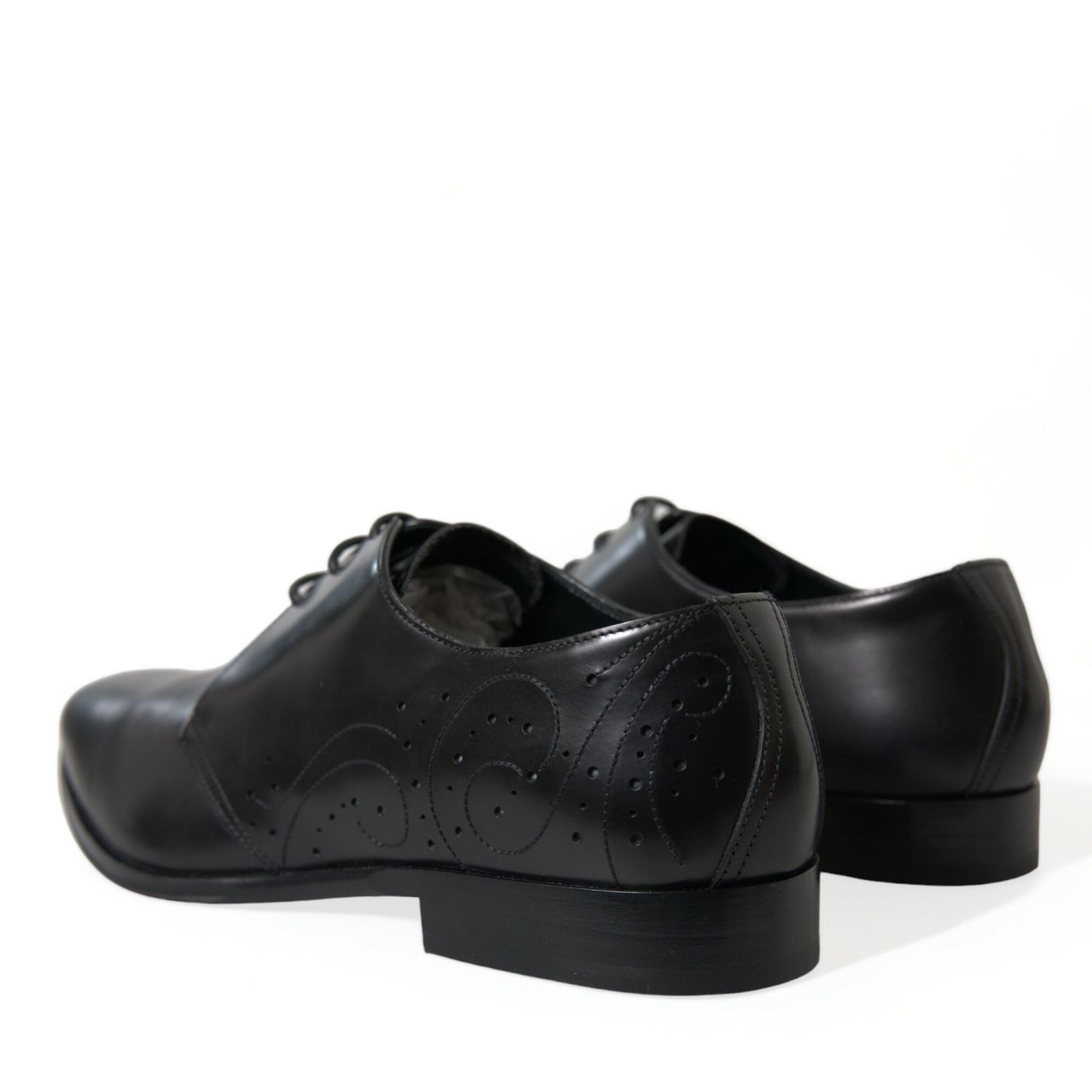 Dolce & Gabbana Black Leather Lace Up Formal Derby Dress Shoes