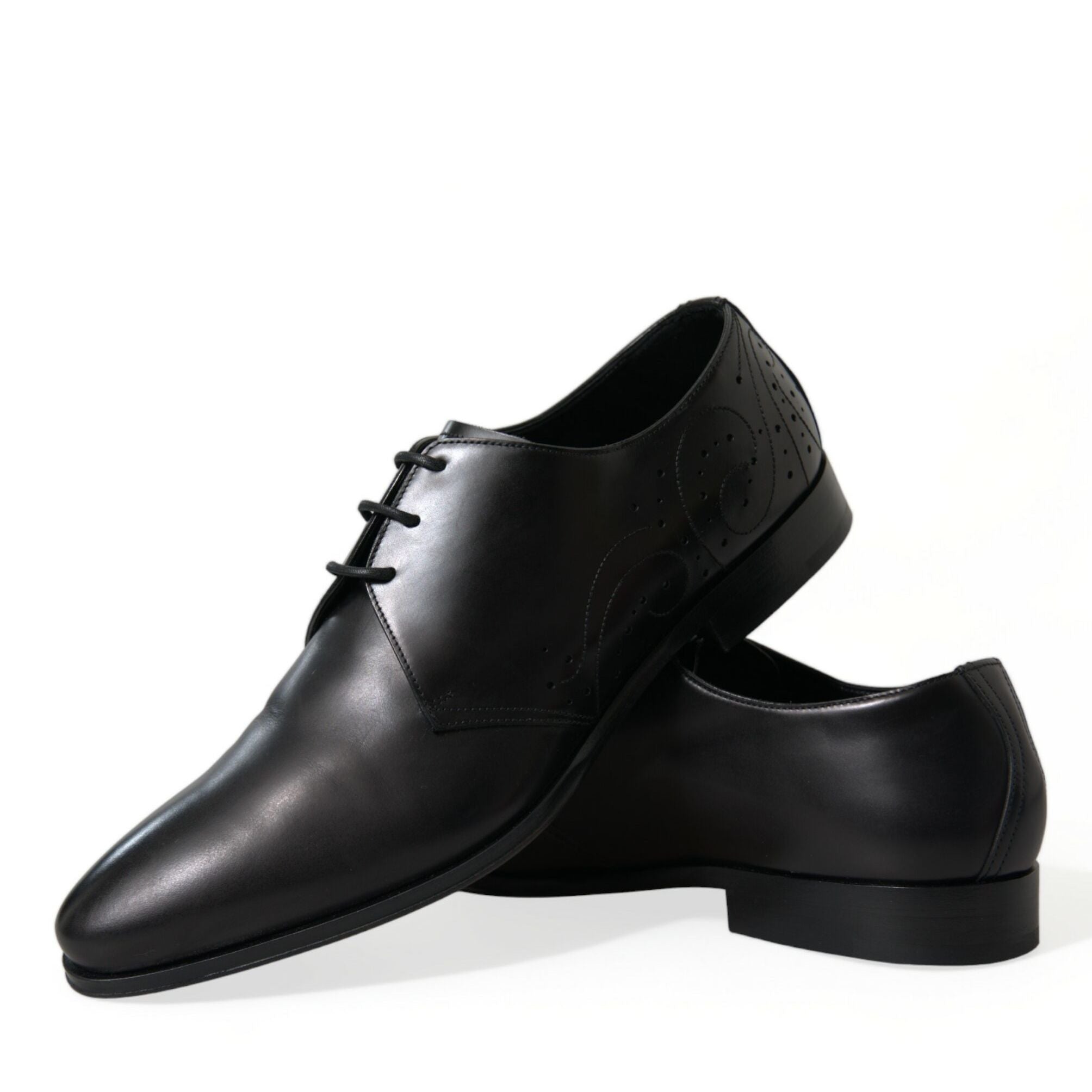 Dolce & Gabbana Black Leather Lace Up Formal Derby Dress Shoes