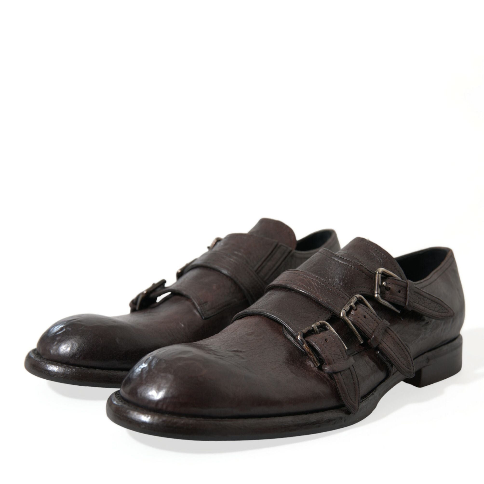 Dolce & Gabbana Brown Leather Strap Formal Dress Shoes