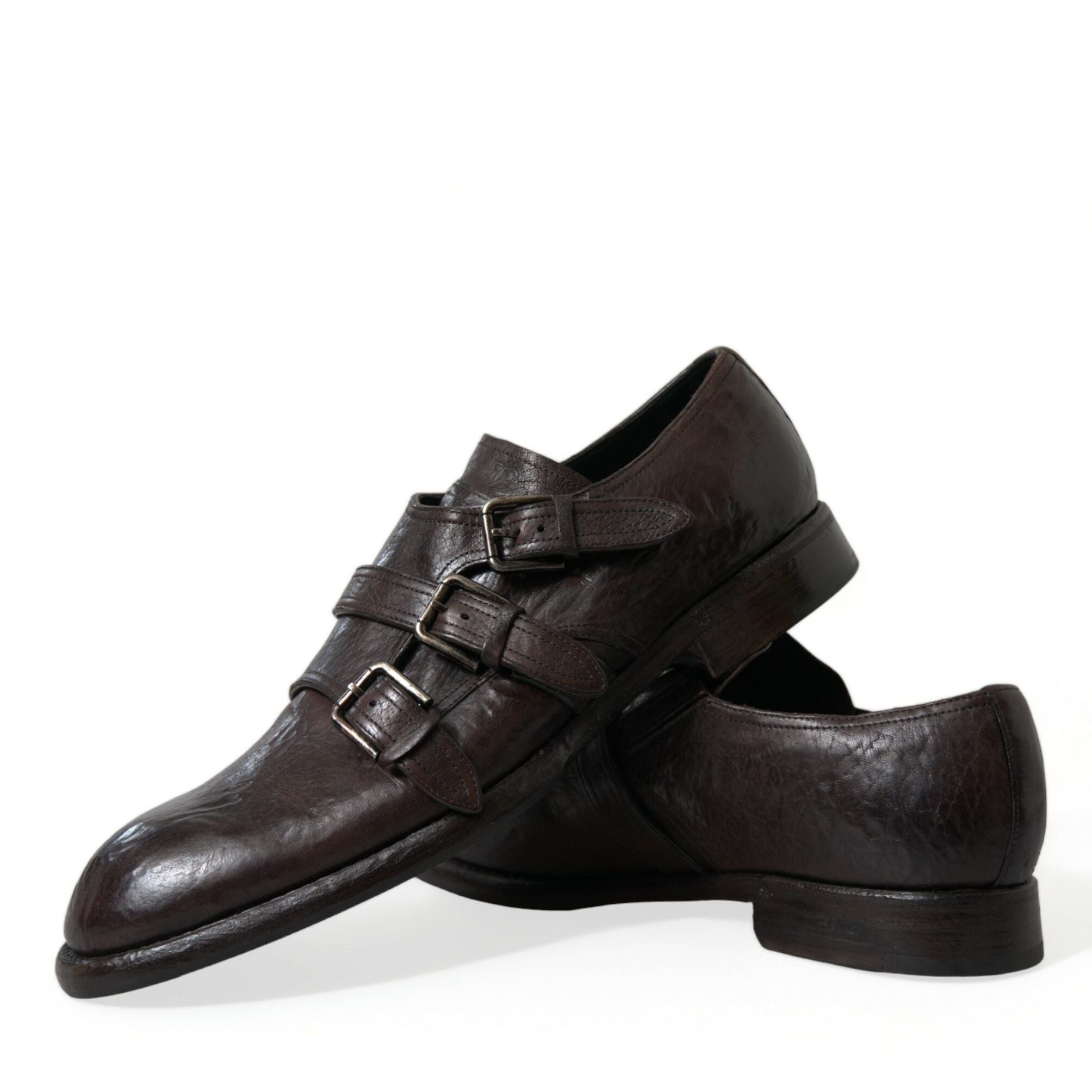 Dolce & Gabbana Brown Leather Strap Formal Dress Shoes