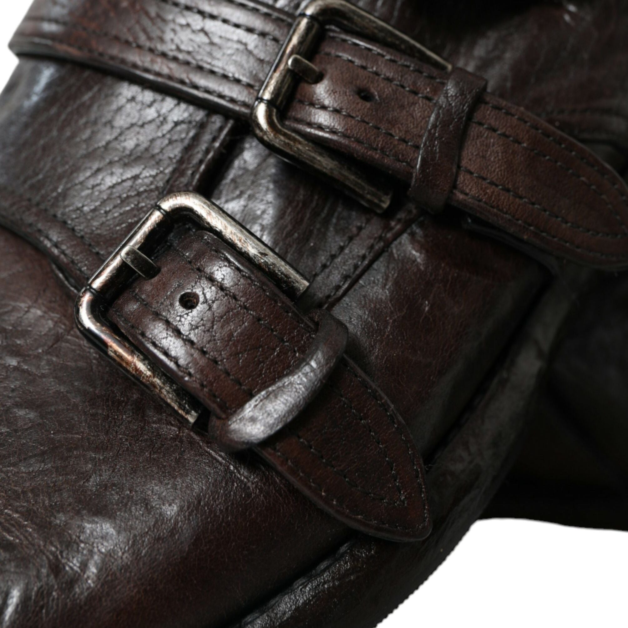 Dolce & Gabbana Brown Leather Strap Formal Dress Shoes