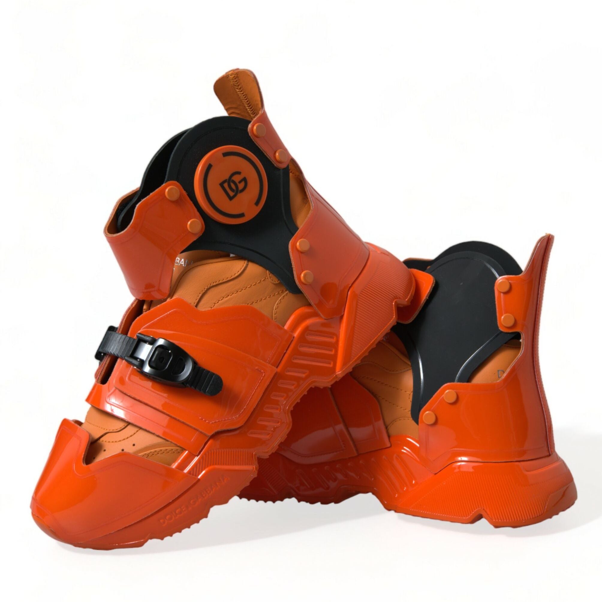 Dolce & Gabbana Orange Multi Panel Chunky High Top Sneakers Shoes