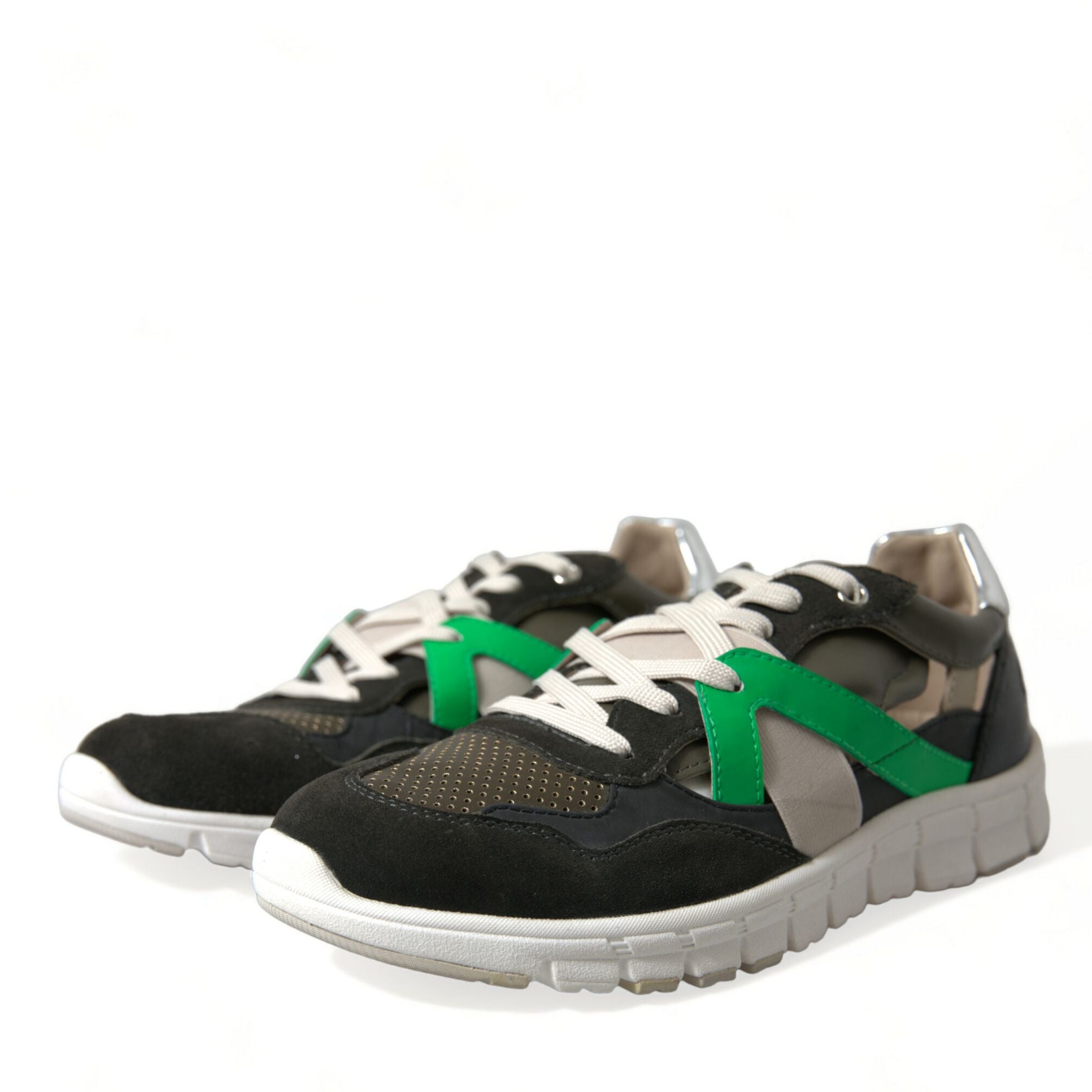 Dolce & Gabbana Multicolor Leather Suede Low Top Sneakers Shoes