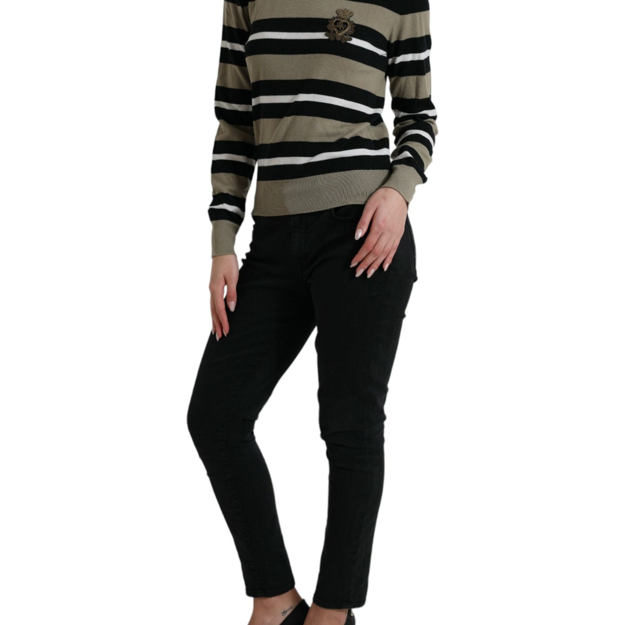 Dolce & Gabbana Multicolor Stripe Wool Logo Pullover Sweater