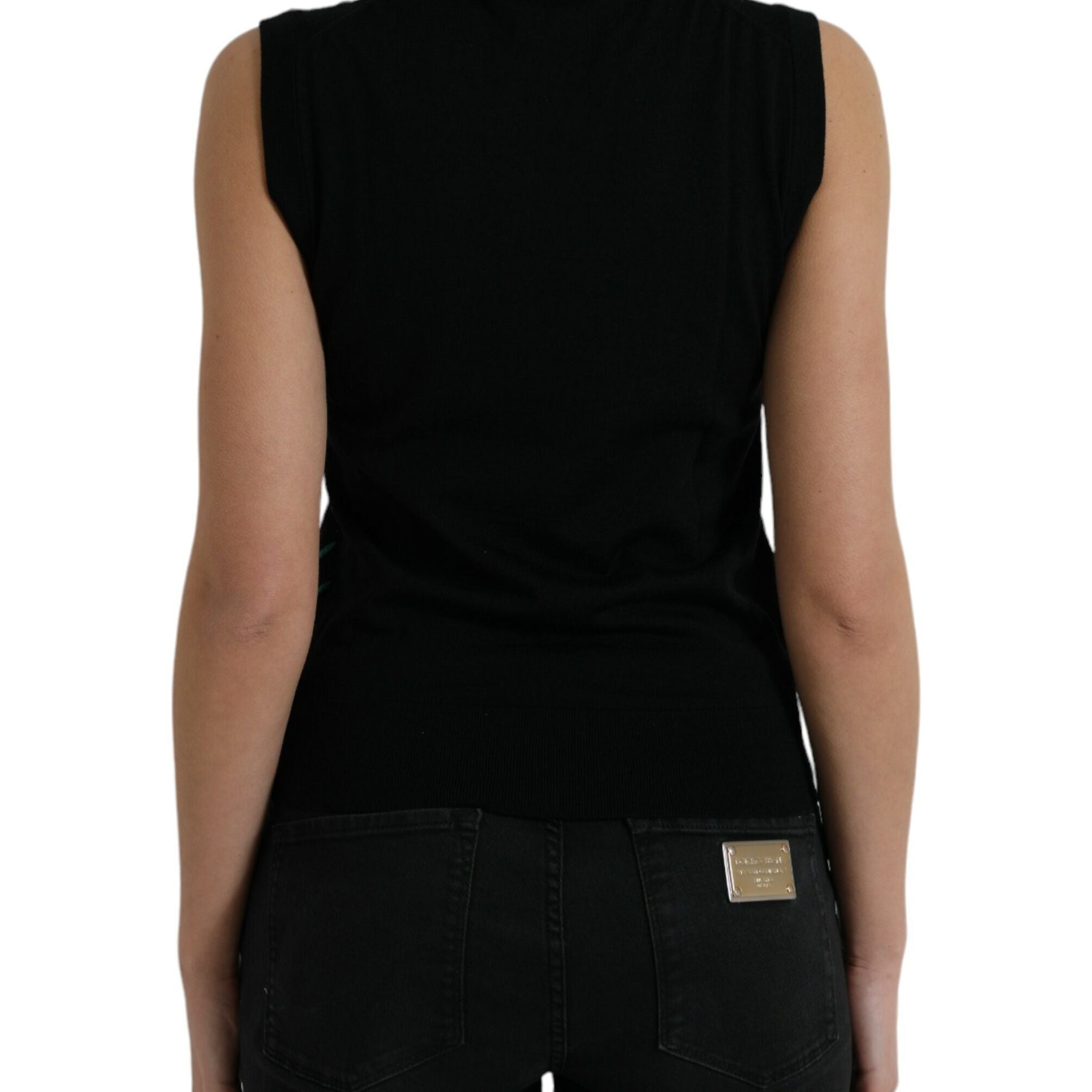 Dolce & Gabbana Black Jungle Crew Neck Sleeveless Tank Top