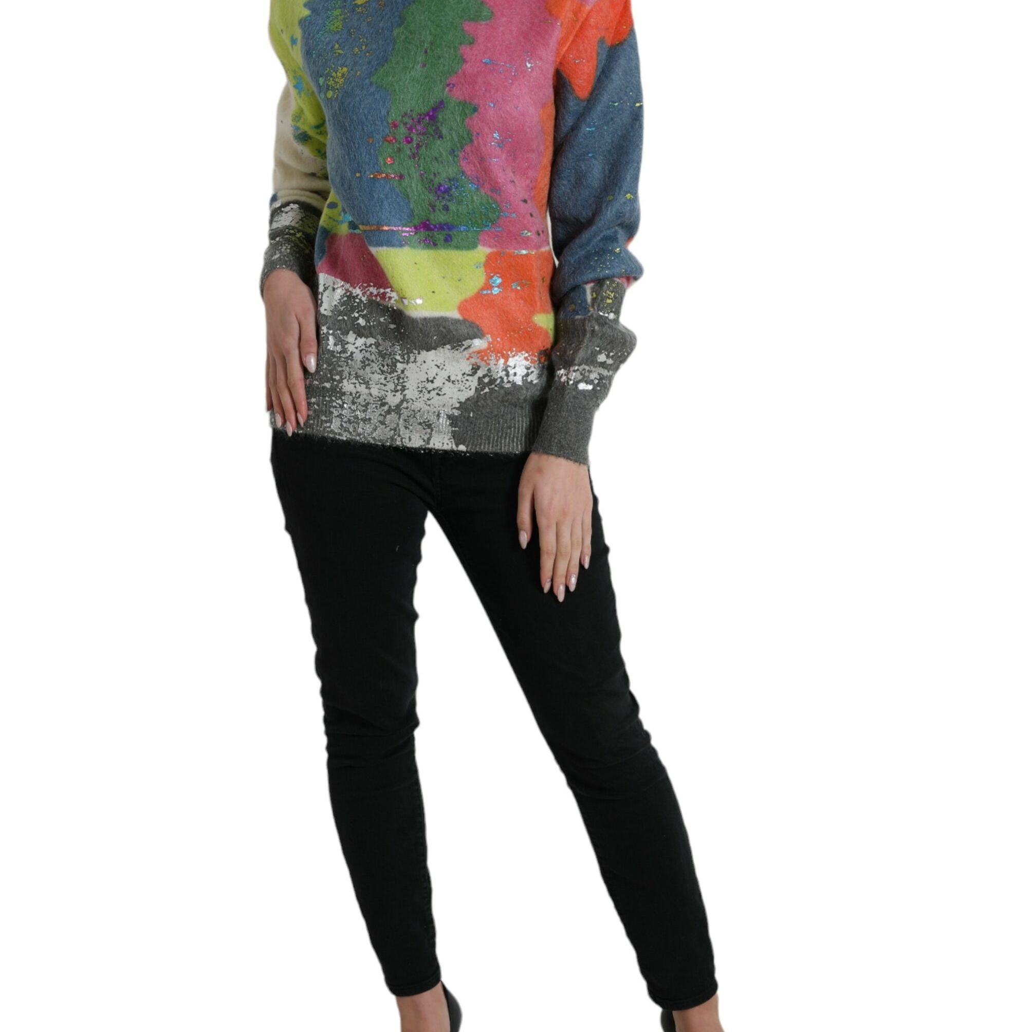 Dolce & Gabbana Multicolor Mohair Turtleneck Pullover Sweater
