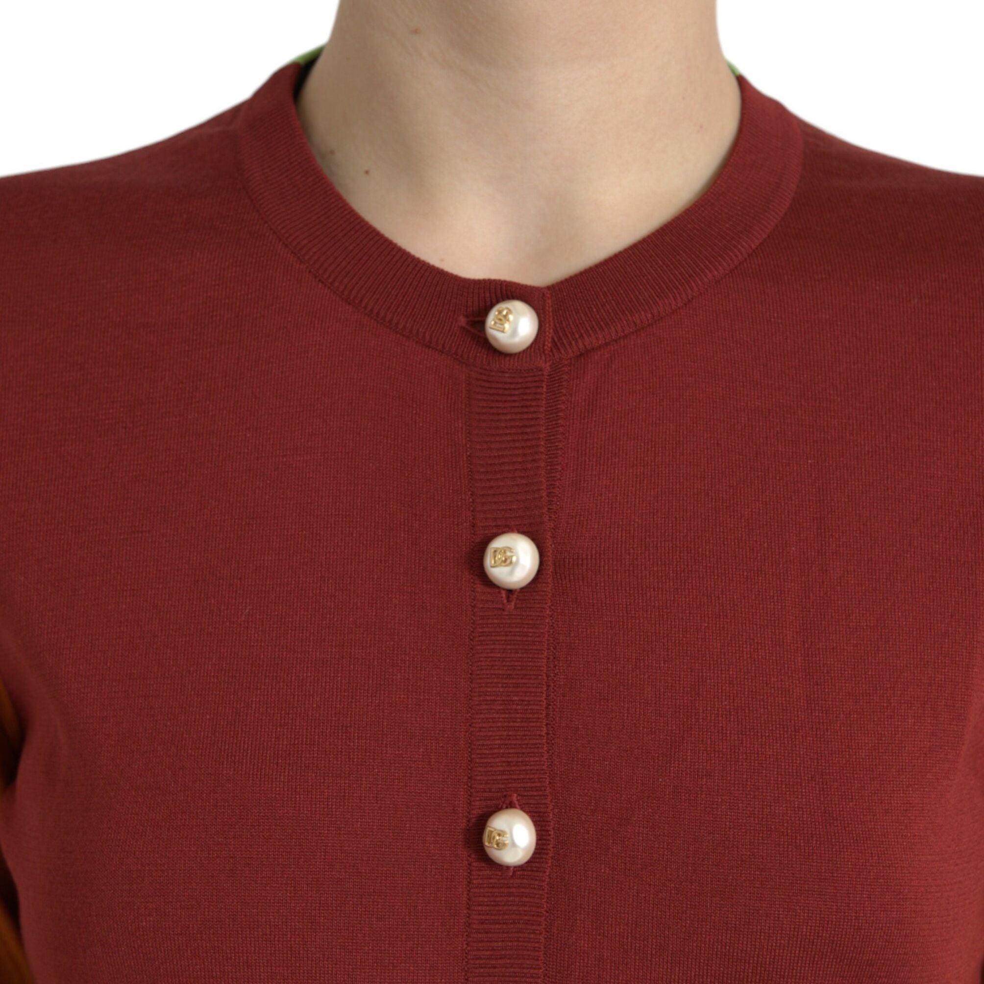 Dolce & Gabbana Multicolor Silk Crewneck Cardigan Sweater